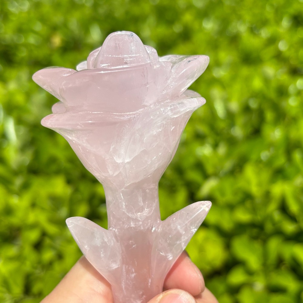 Natural Rose Quartz Flower Skull Crystal Carved Rose Skull Healing Gift 1pc