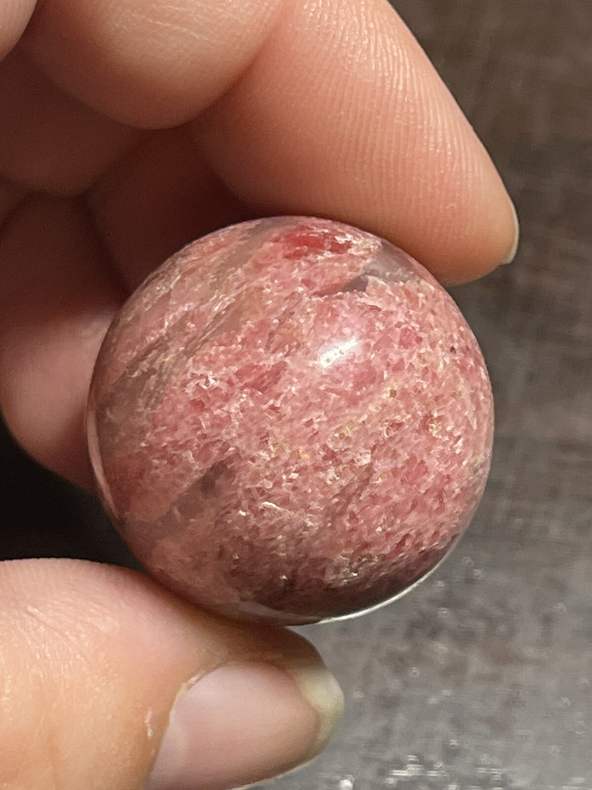 Rhodonite and Quartz Mini Sphere Ball Orb Marble Crystal 26.1mm 30g