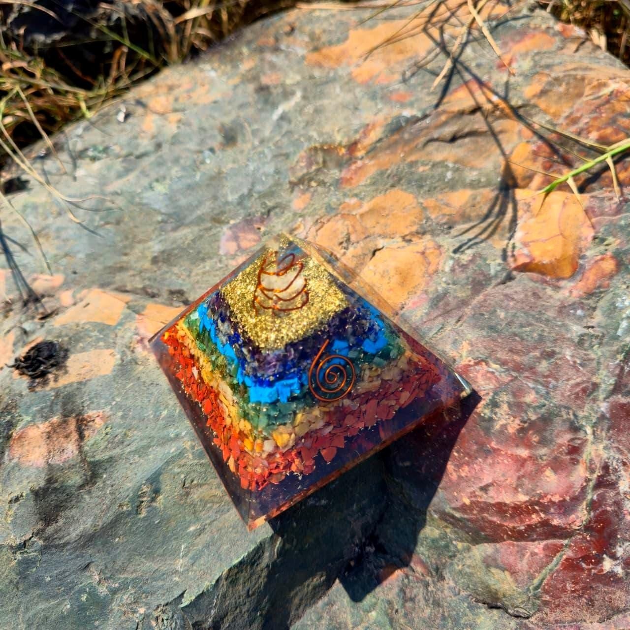 7 Chakra Orgonite Pyramid EMF Protection Crystal Energy Generator For Meditation