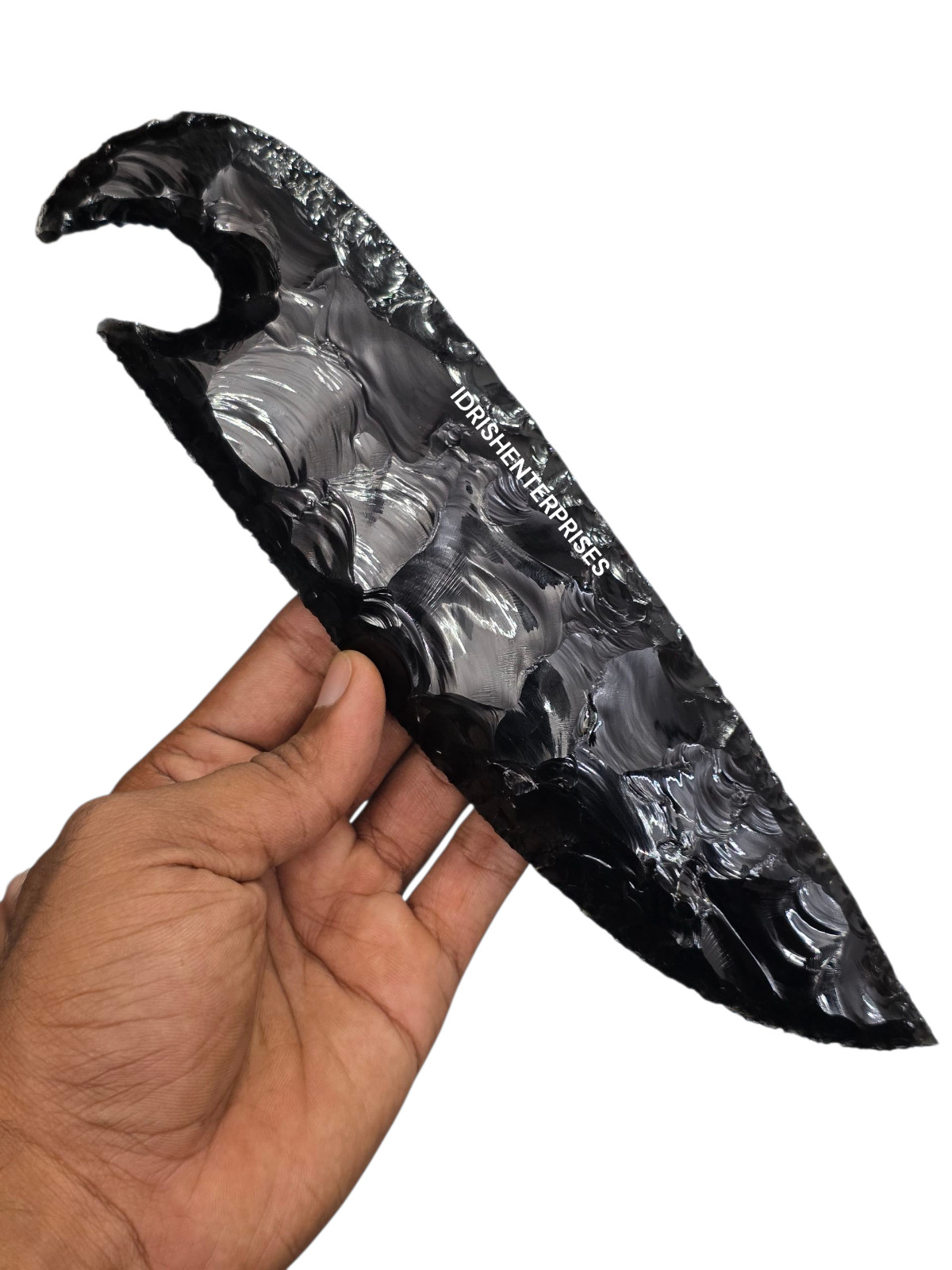 Artisan Crafted 8″ Obsidian Knife | Handmade Flint Knapped Stone Blade.
