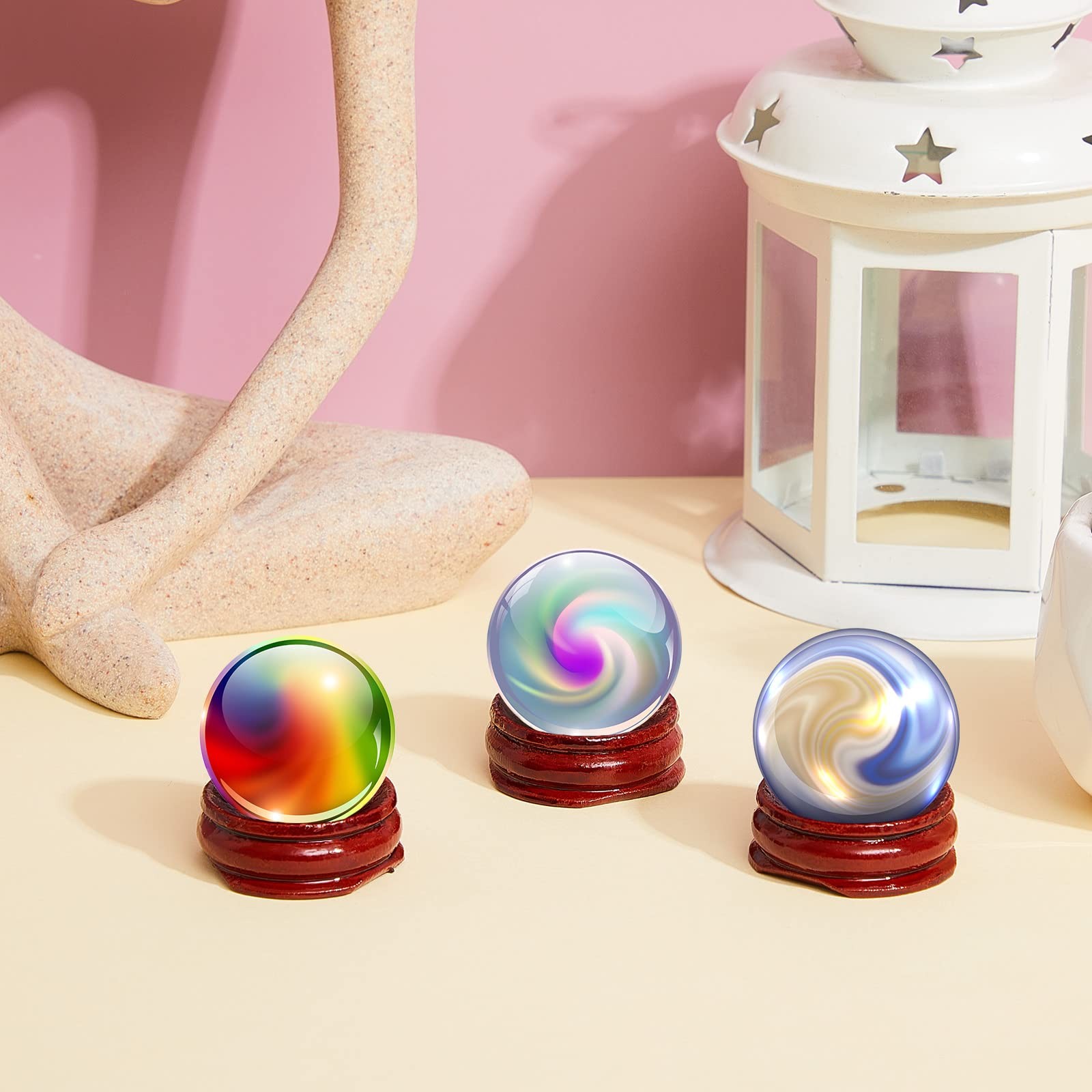 15 Pack Wooden Egg Stands Holder Crystal Sphere Globe Ball Stand for Display