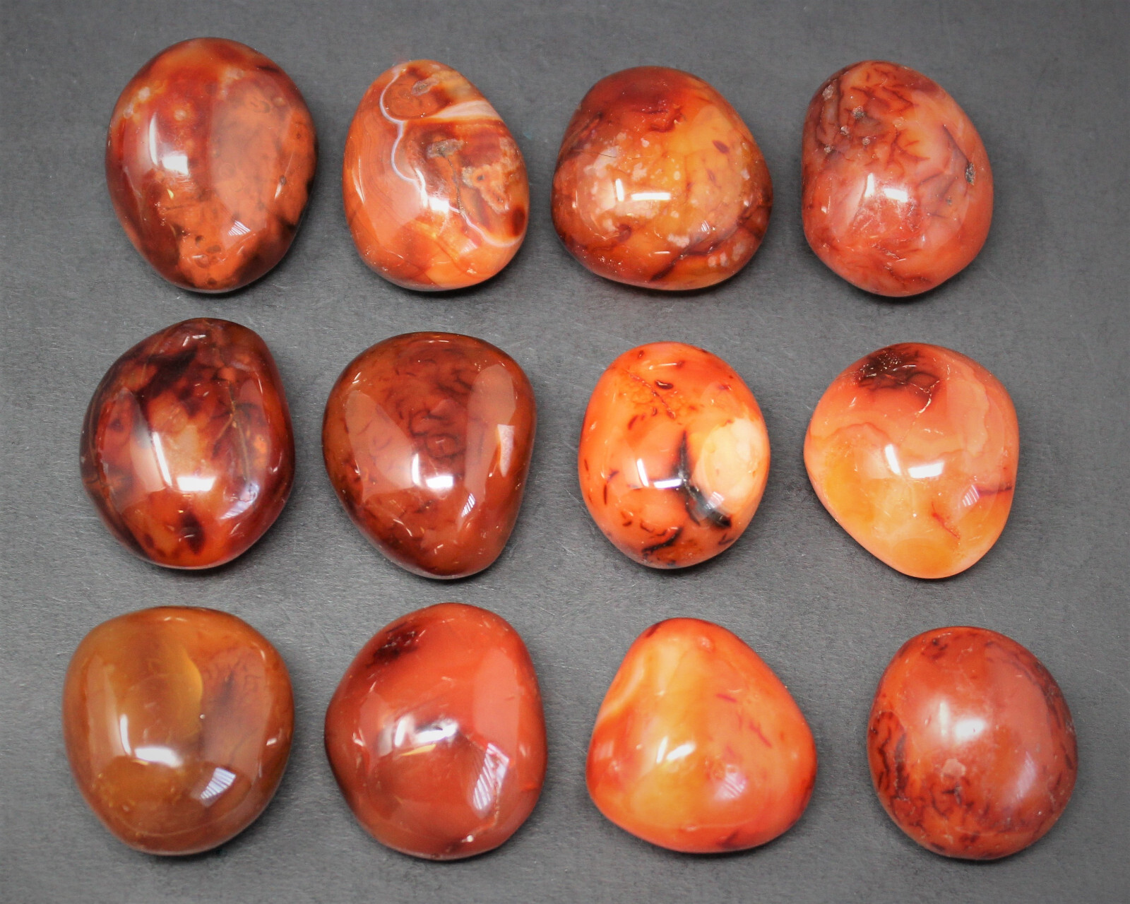 Carnelian Palm Stone: ‘AA’ Grade Hand Polished Pebbles (Wholesale Bulk Lot)