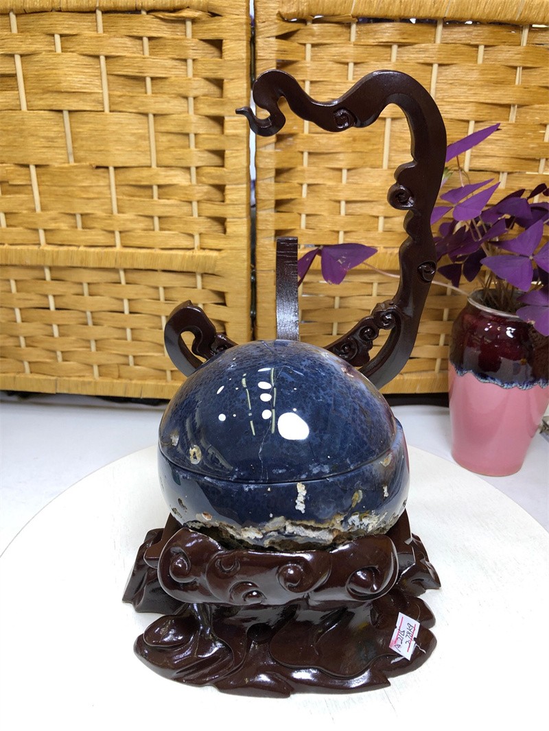 6.11LBNatural Agate Crystal Geode Quartz Bowl Wealth Spirit Energy Healing+Stand