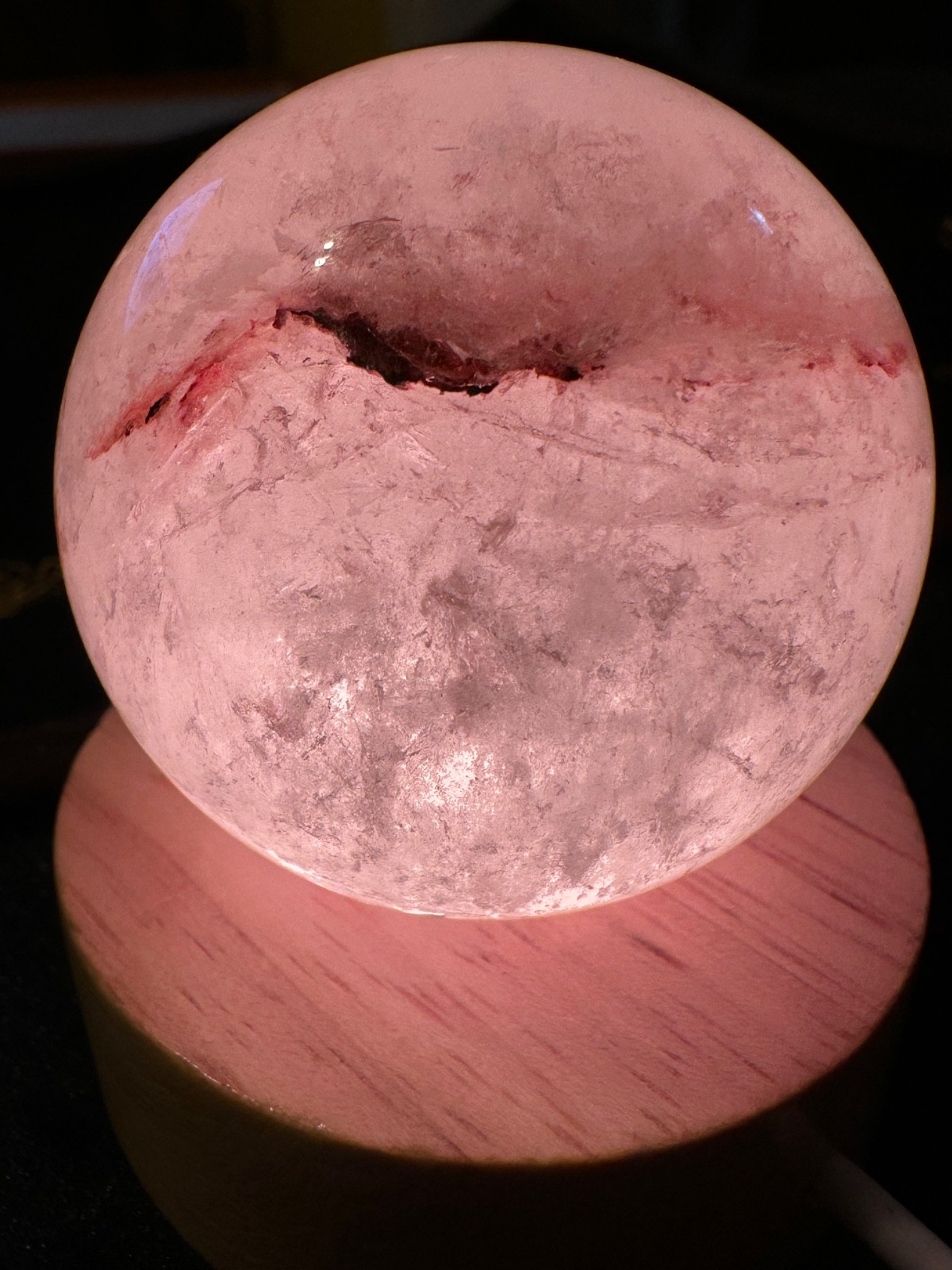 Clear quartz crystal sphere with rainbow light USB stand Free shipping