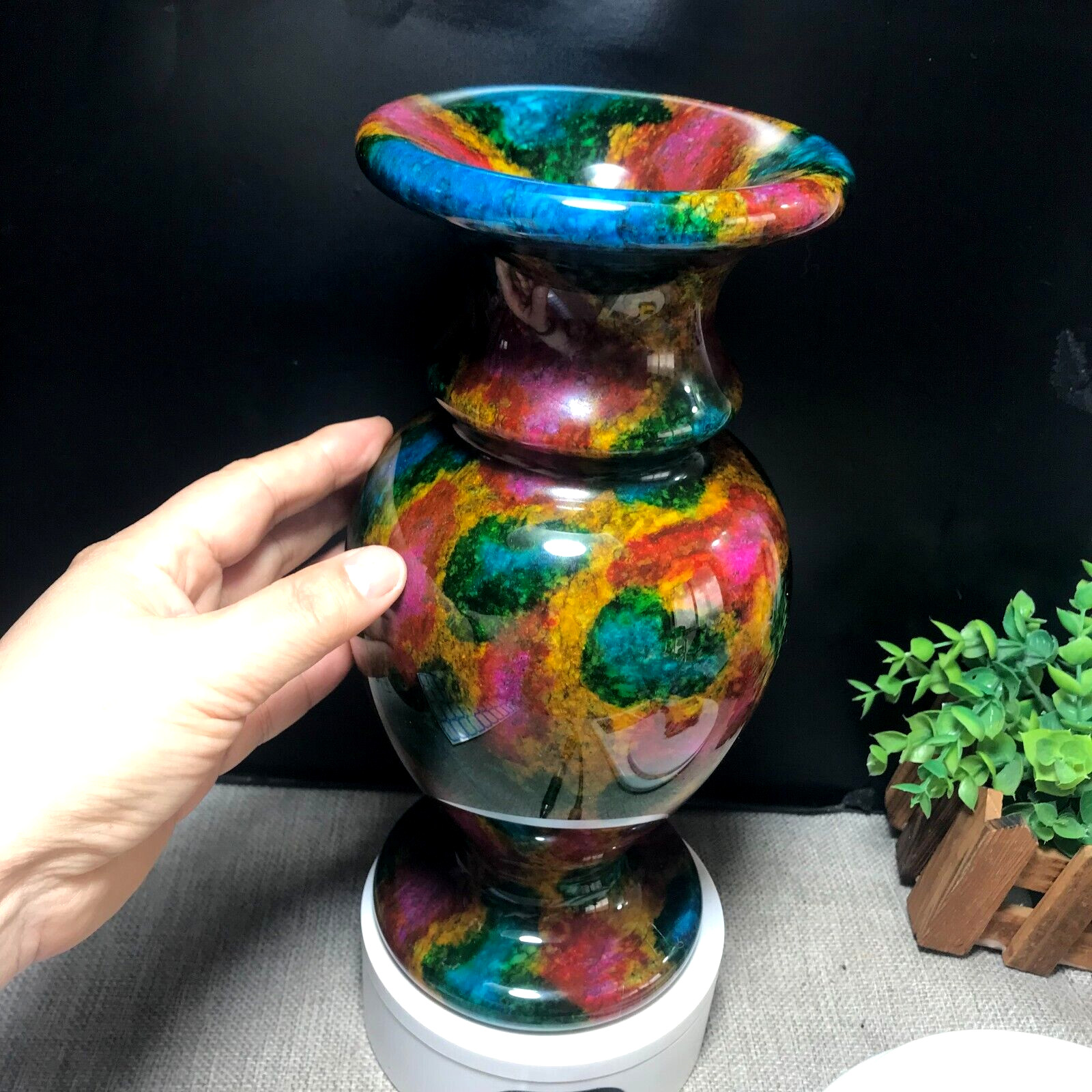 1PCS 3.2kg “Seven Colors Jade” Crystal Quartz Vase Specimen Collection