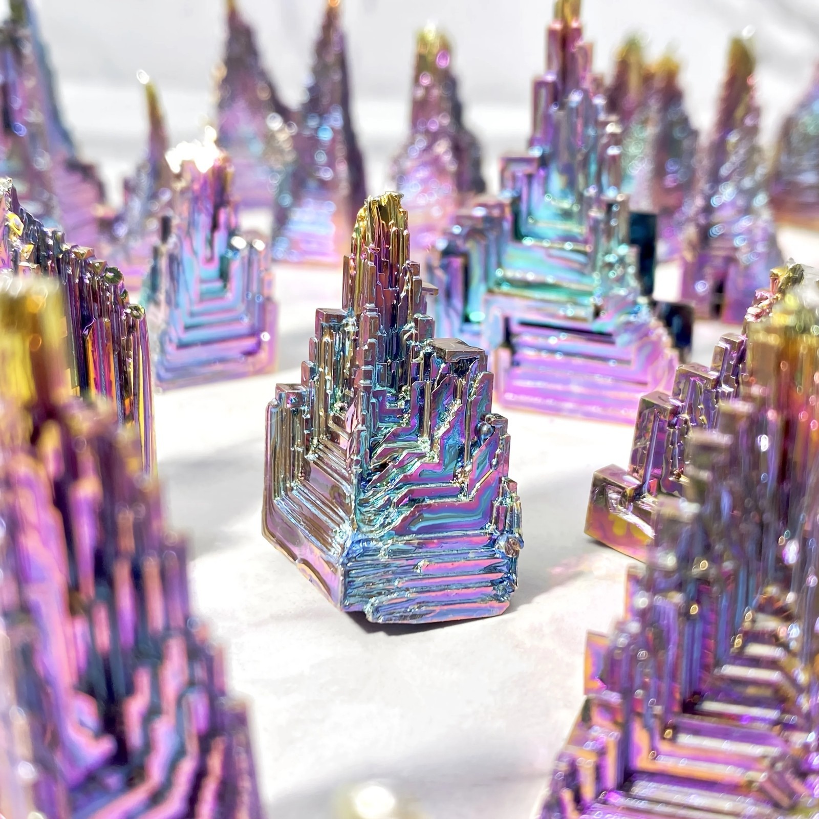 100g Rare Aura Rainbow Titanium Bismuth Quartz Natural Mineral Specimen Crystal