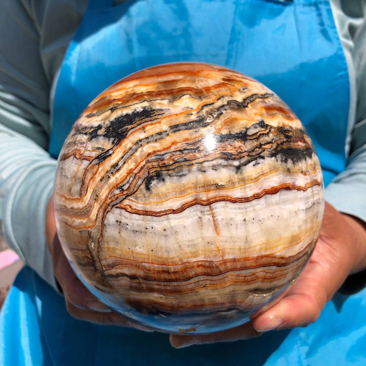 7.12LB Rare Natural Striped Agate Ball Quartz Crystal Sphere Aura Healing 4824