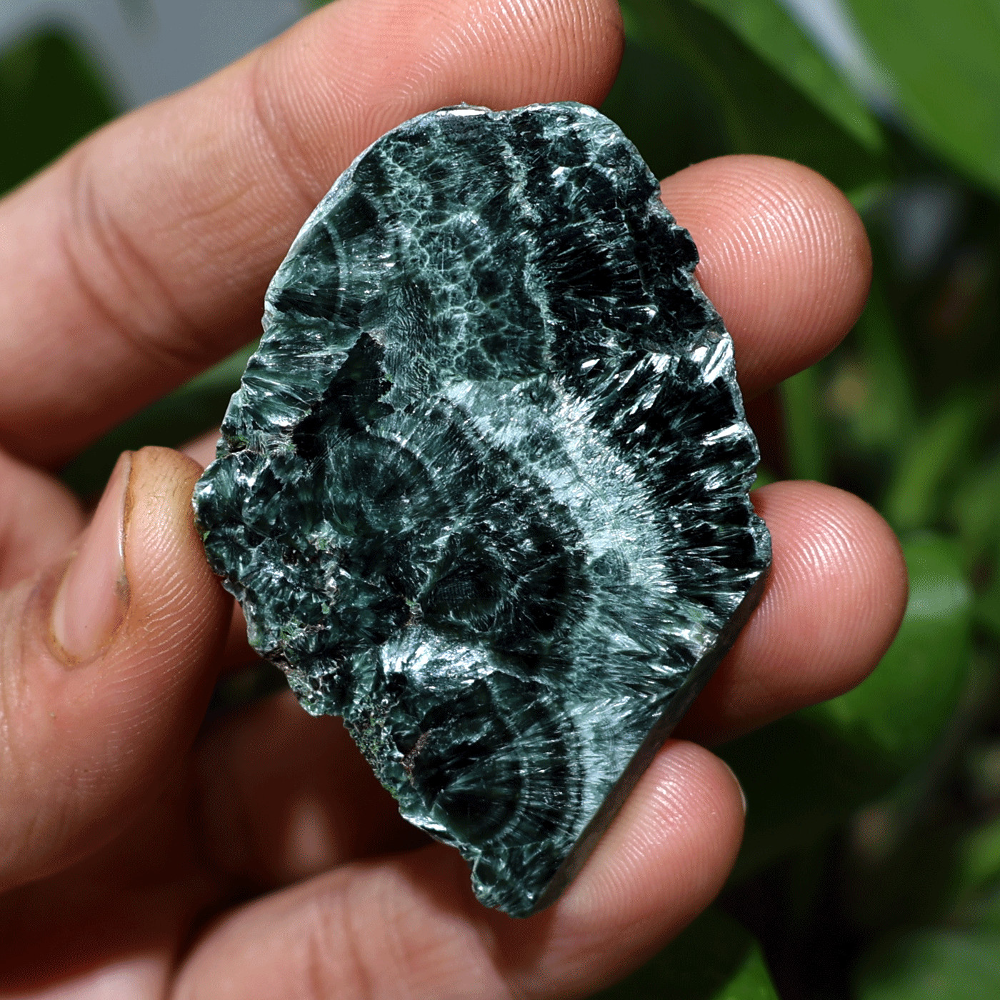 Angel Feathers~ 16.6g Natural Seraphinite Chatoyant Polished Palm Crystal Slab