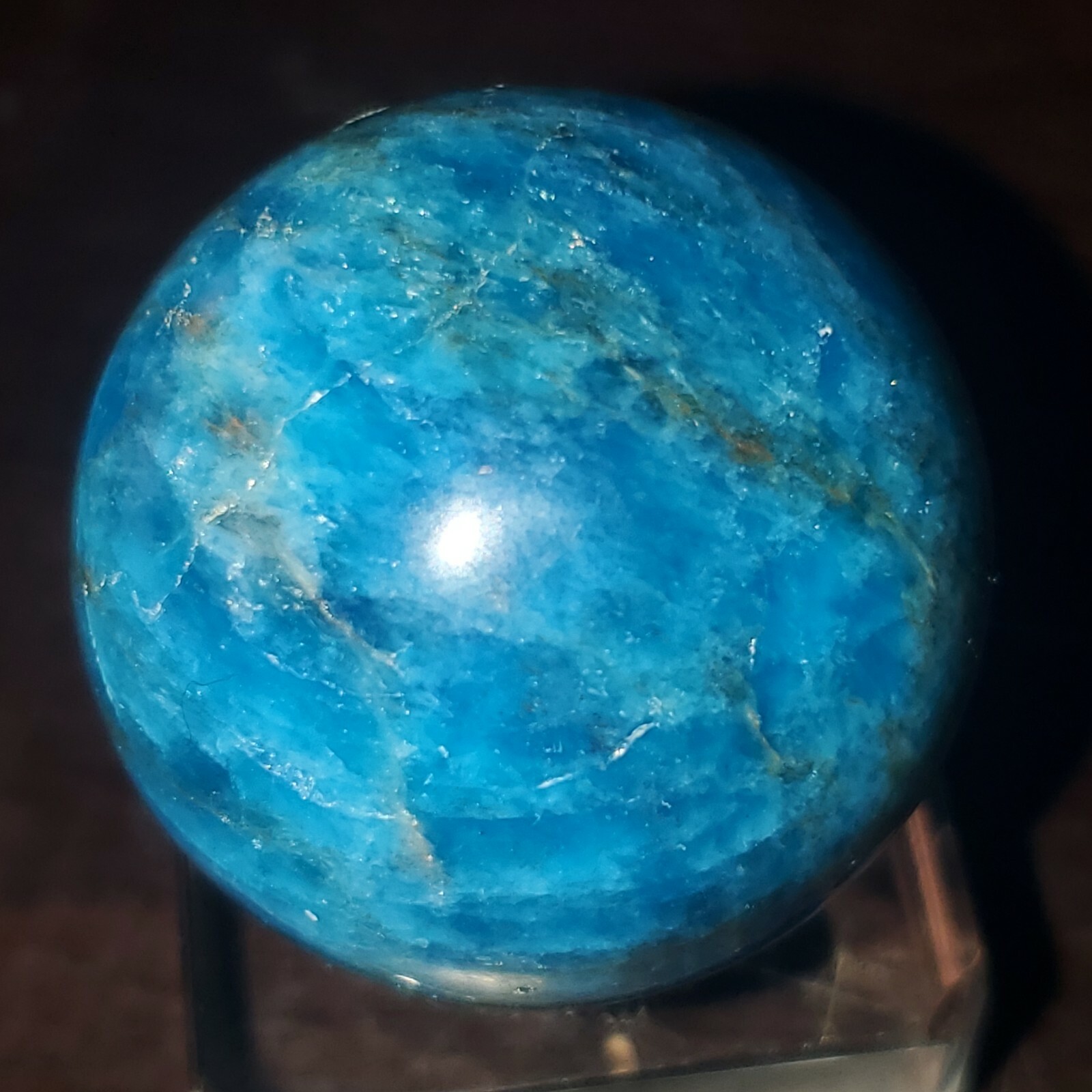 Blue Apatite Sphere Orb Ball Marble 32mm, 55g