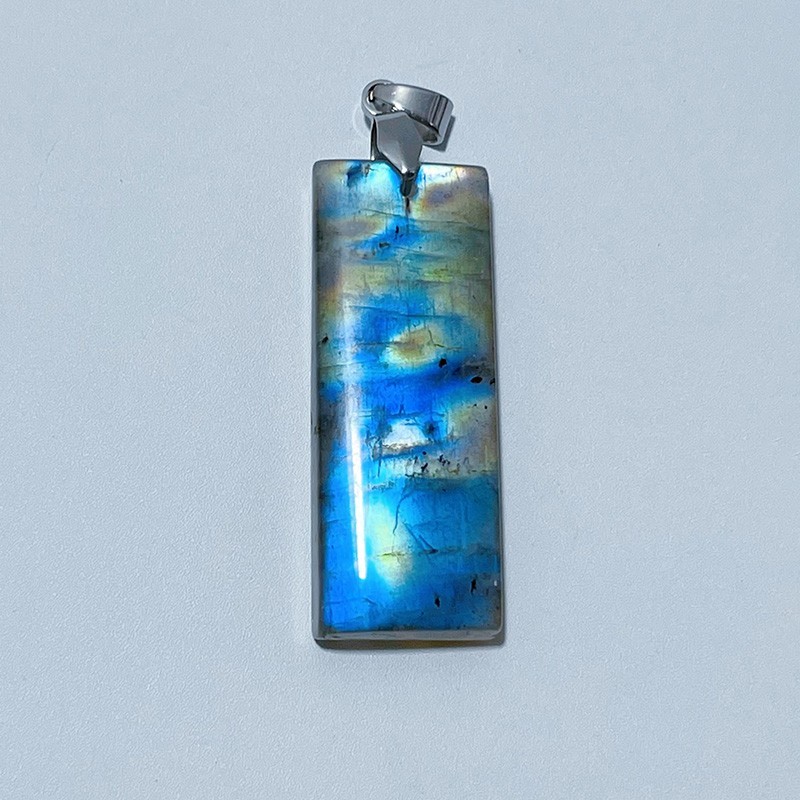 Natural Labradorite Stone Rectangle Shape Pendant Full Flash Labradorite Pendant