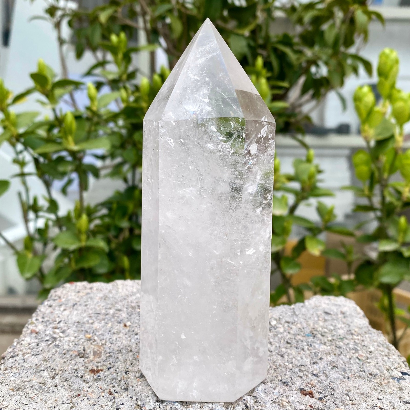 1.01LB Natural Clear White Crystal Obelisk Transparent Quartz Energy Column Reik