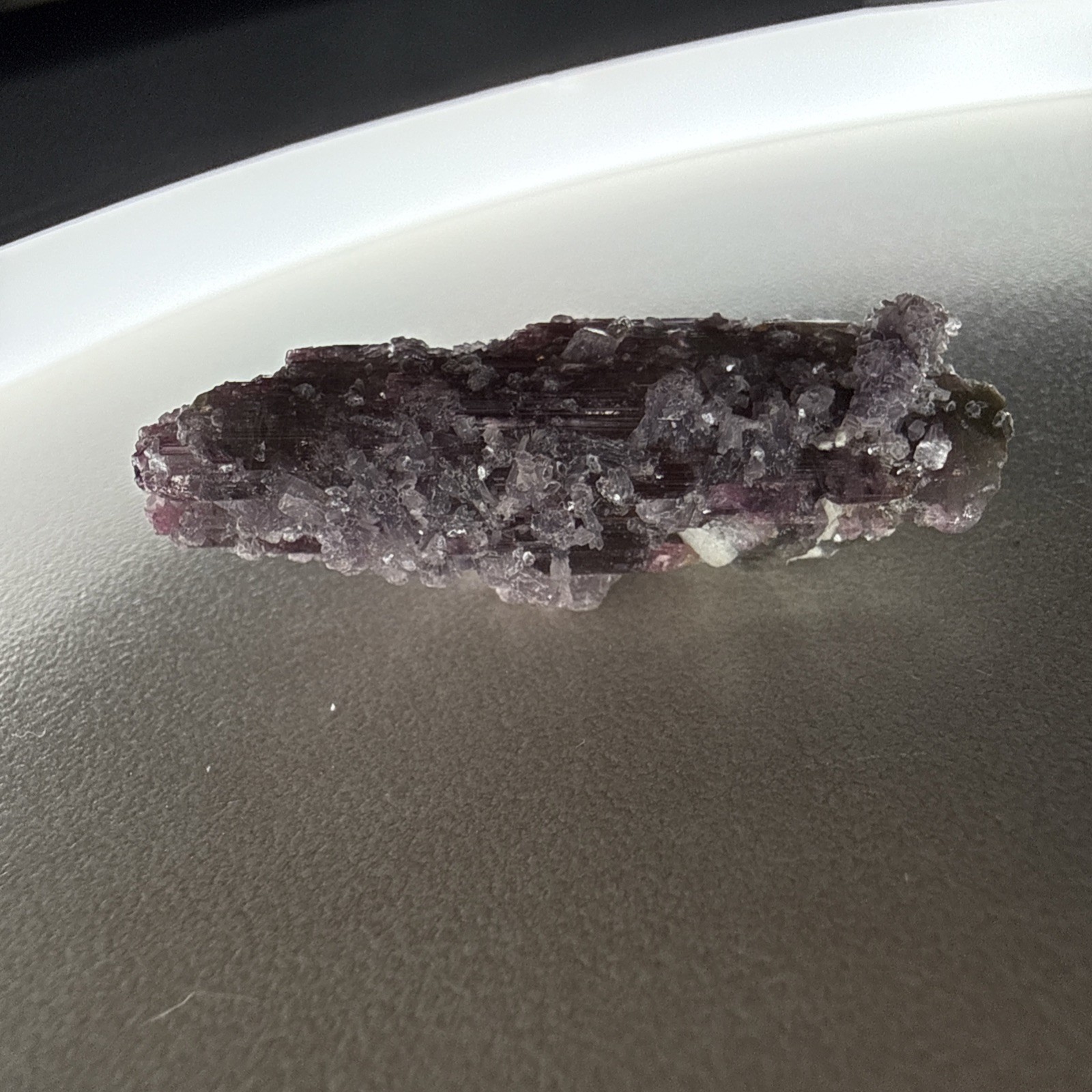Purple Tourmaline w Lilac Lepidolite, Minas Gerais, Brazil, 12.5gr (Pseudomorph?