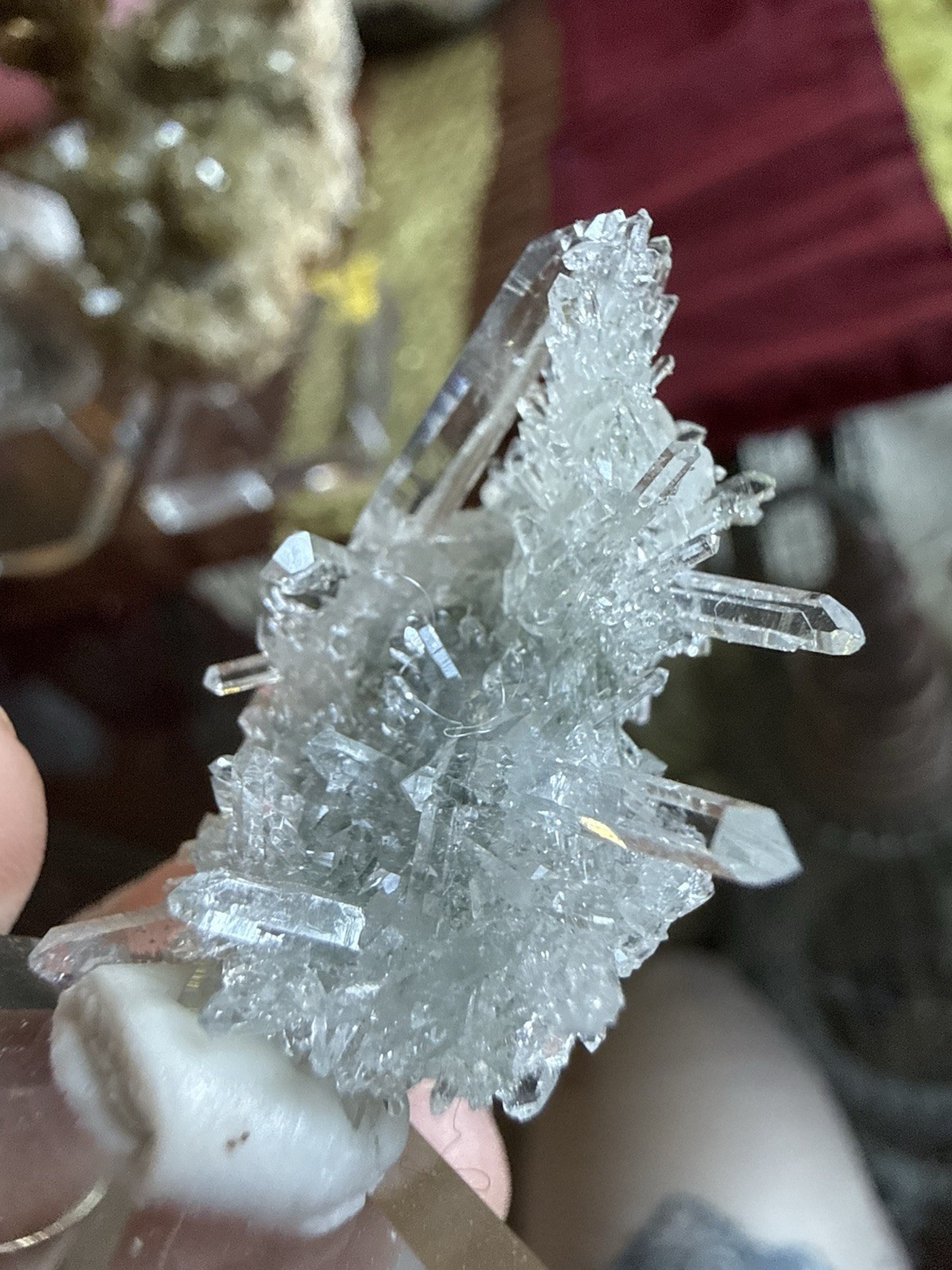 Clear Quartz Crystal Cluster Display Specimen on Acrylic Stand, 0.78 oz