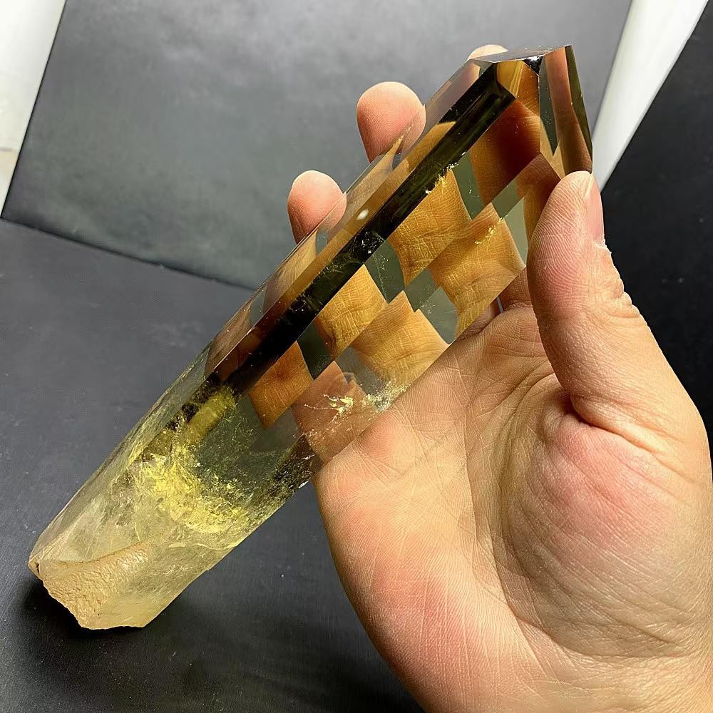 1.57LB Natural Citrine Quartz Obelisk Energy Crystal Tower Point Reiki+Stand