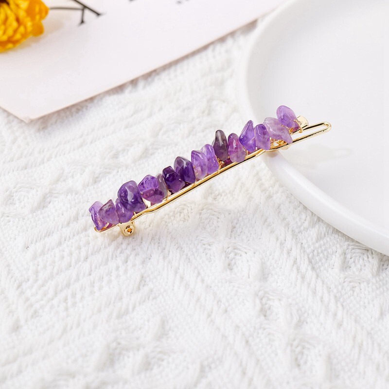 Natural Quartz Braided Hair Clip Crystal Crushed Stone Bobby Pins Headwear Decor