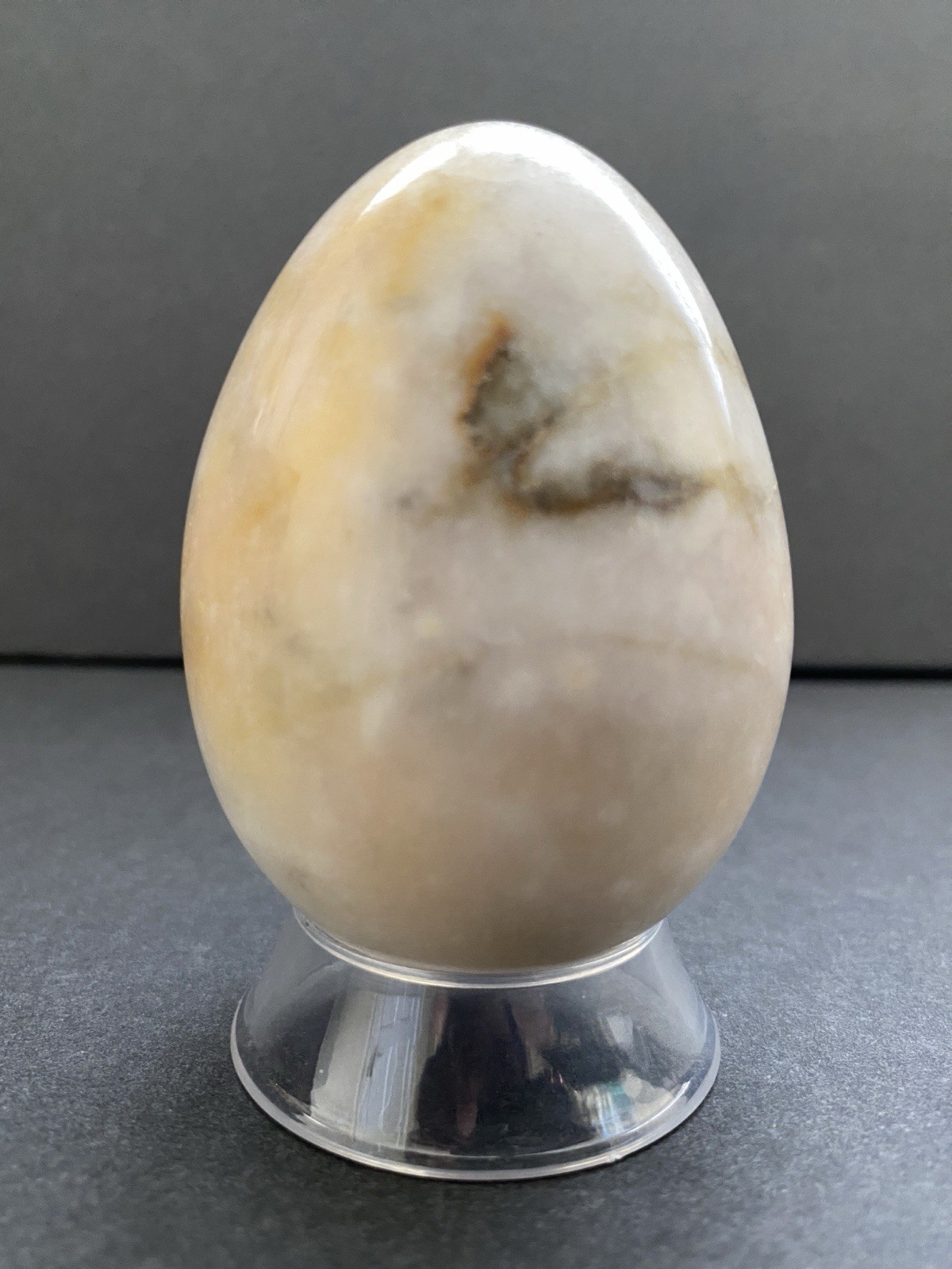 Natural Onyx Stone Egg With Stand Hand Polished Banded Agate Calcite Crystal
