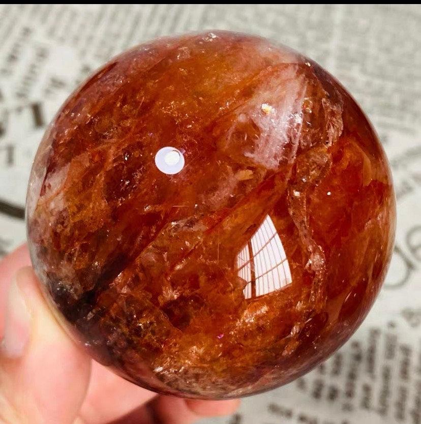 352g Natural Red Gum Flower Ball Crystal Sphere Specimen Energy Healing Reiki