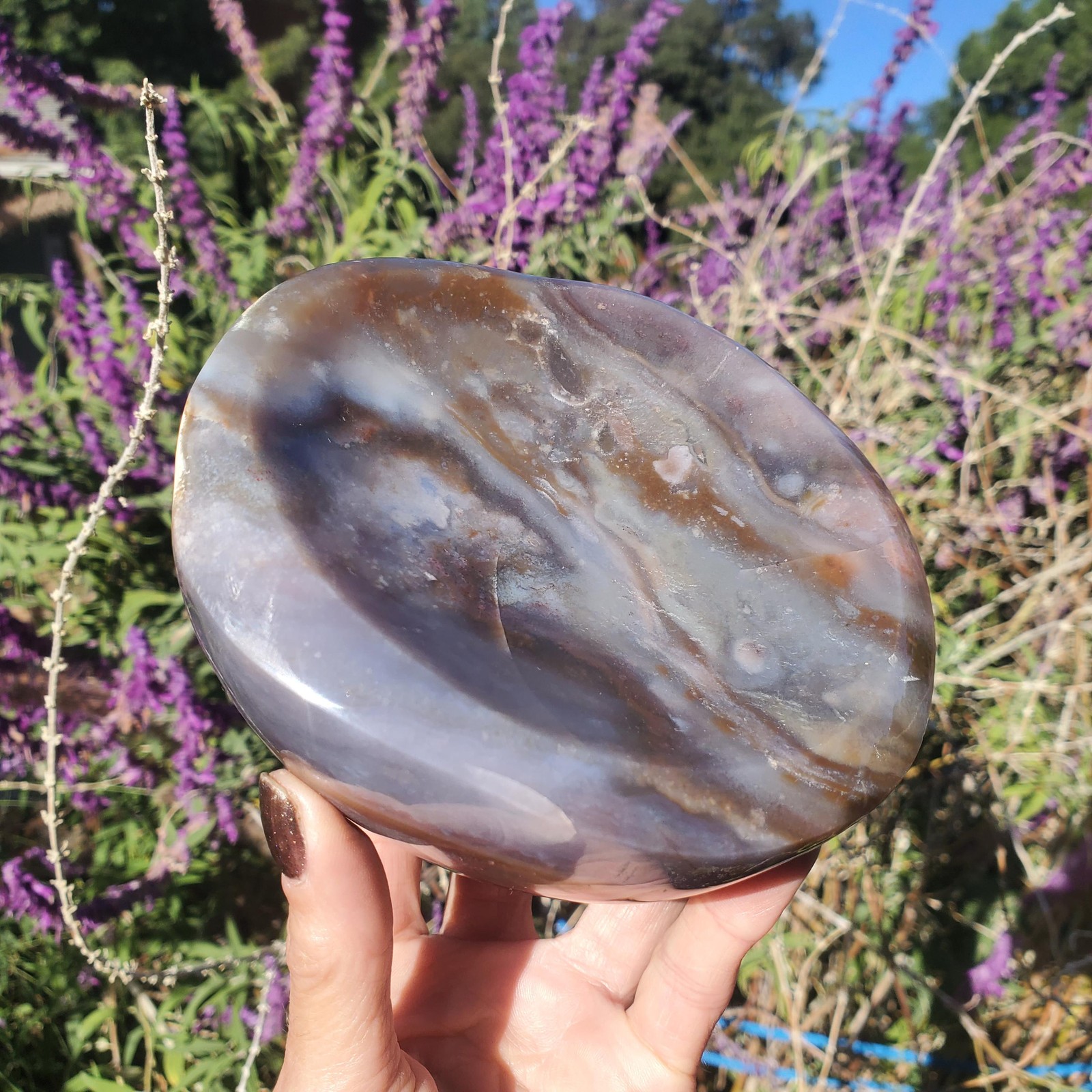 Ocean Jasper Lilac Purple Chalcedony Multi-Purpose Bowl 1001 grams