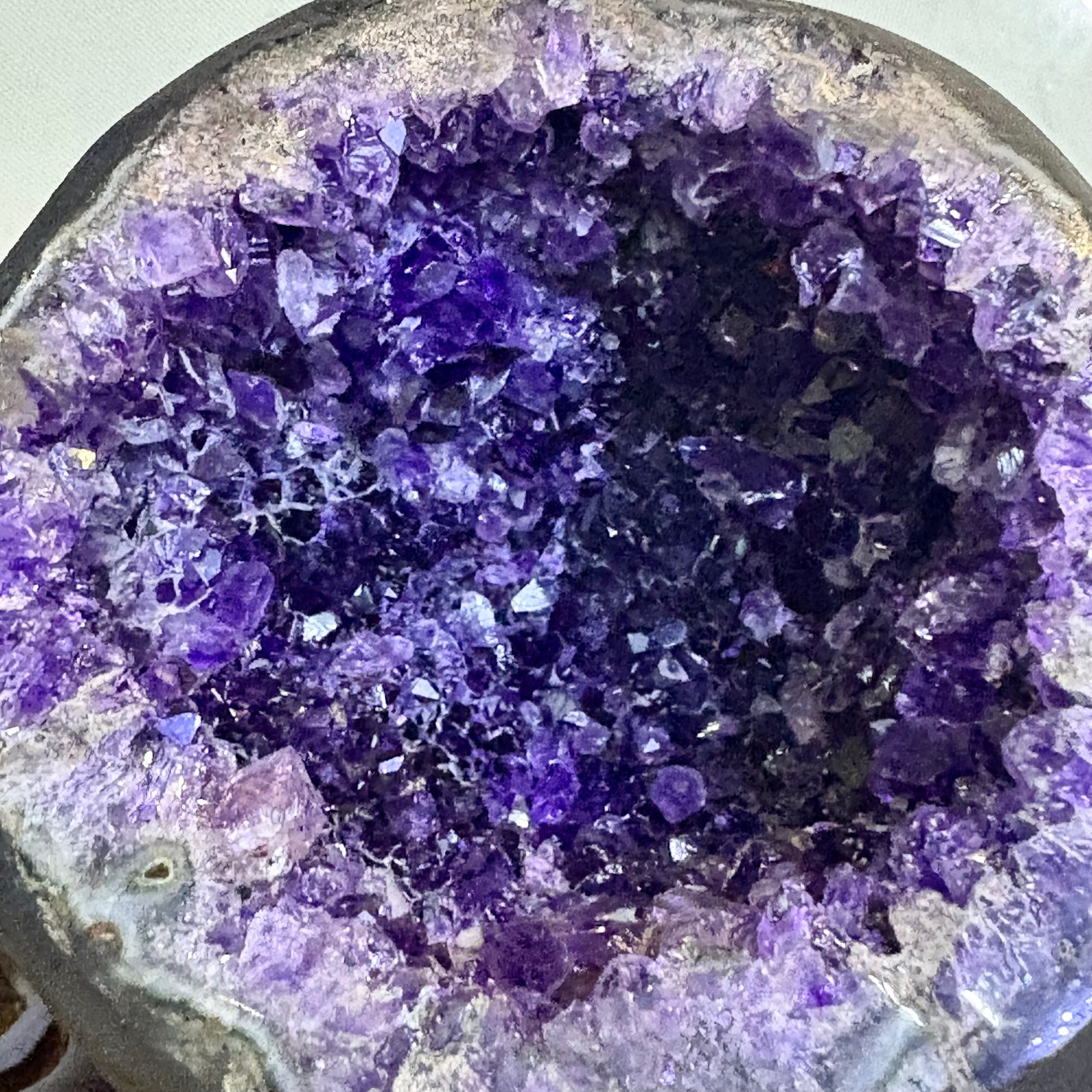 4.18LB Natural uruguay amethyst geode quartz money bag crystal +stand