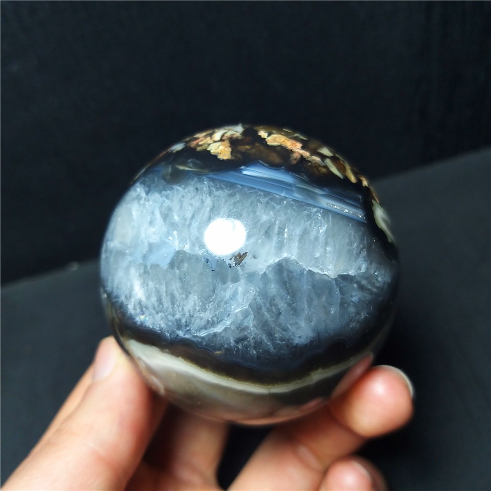 RARE 300G 61mm Natural Polishing Colorful Agate Stone Ball Reiki Healing A399