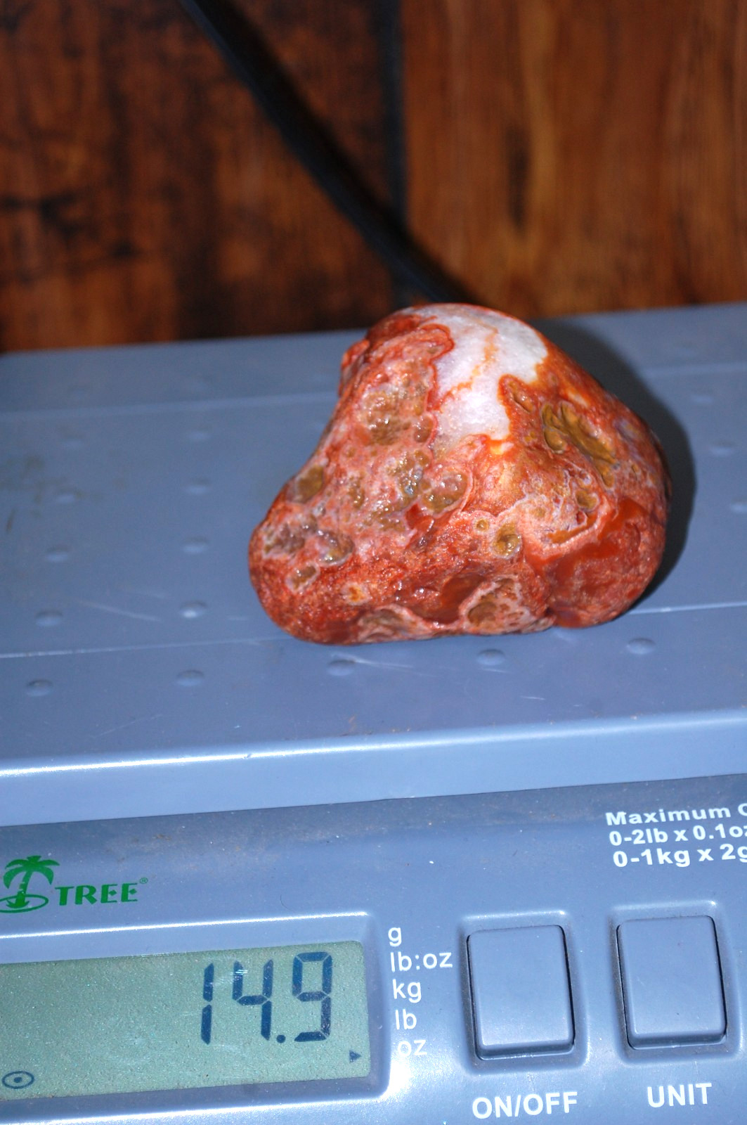 AGATE LAKE SUPERION AGATE 14.9 OZ 3 3/8″ X 3″ X 2″. MINNESOTA AGATE