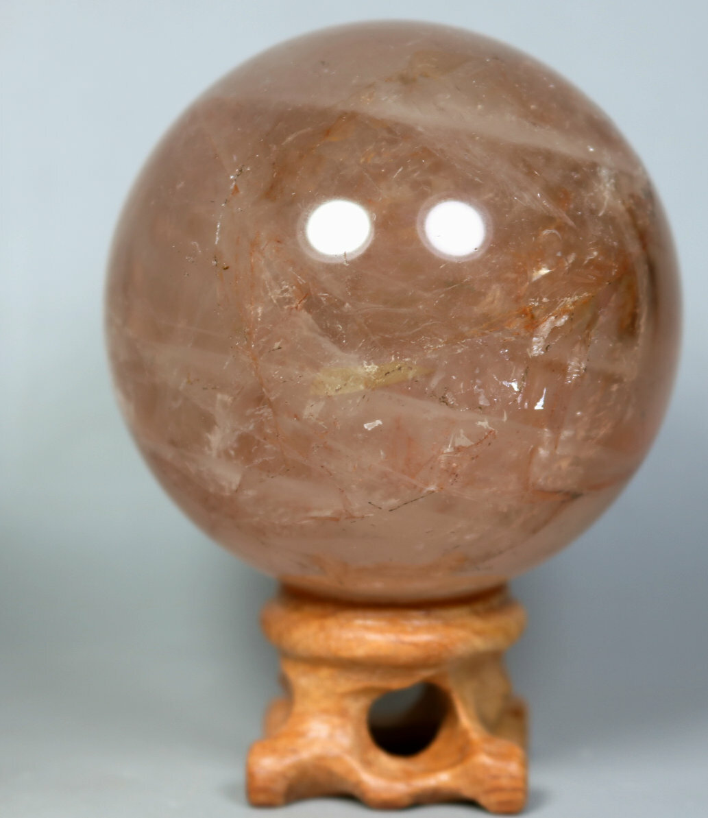 Natural RED FIRE QUARTZ Hematoid Crystal PHANTOM MULTI INCLUSIONS Sphere / Stand