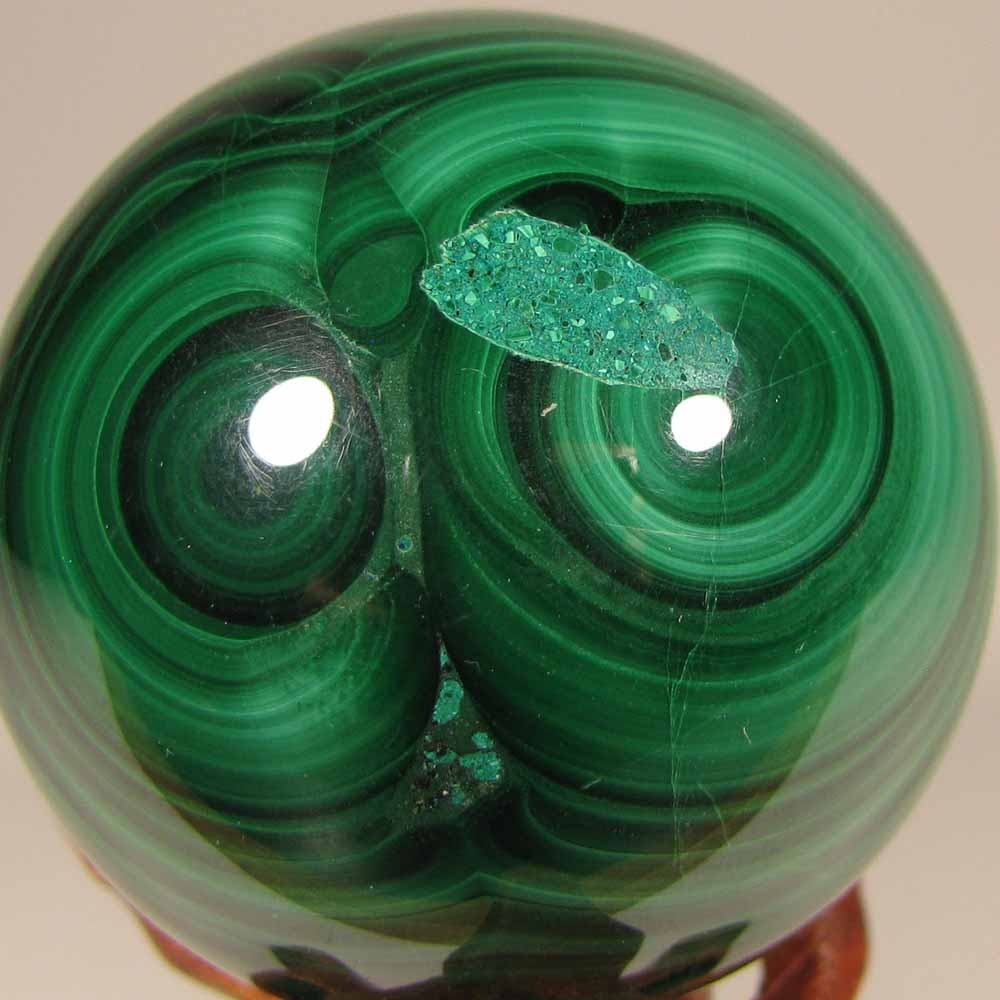 48mm MALACHITE Polished Gemstone Sphere Ball w/ Stand – Congo, Africa