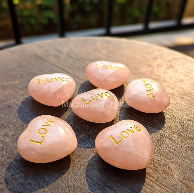 5PCS Pink Heart Love Stone Rose Quartz Crystal Birthday Gifts Healing Home Decor