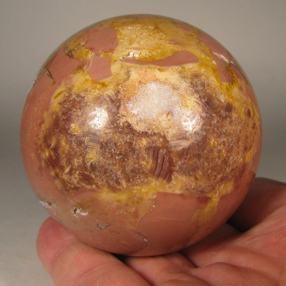 2.7″ PINK AGATE Polished Gemstone Sphere Ball w/ Stand – Brazil – 69mm