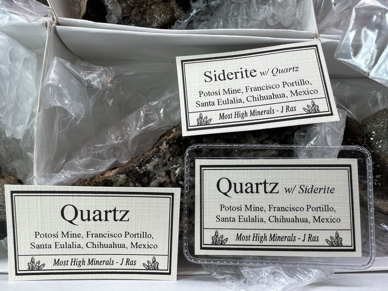 12 Quartz & Siderite Specimens – Potosí Mine, Santa Eulalia, Chihuahua, Mexico