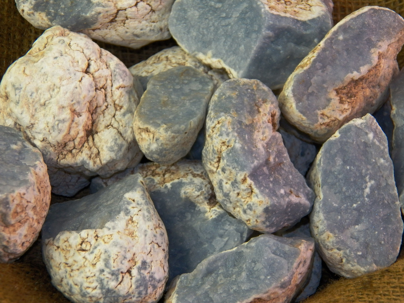 4000 Carat Lots of Rare High End Angelite Rough – Plus a FREE Faceted Gemstone