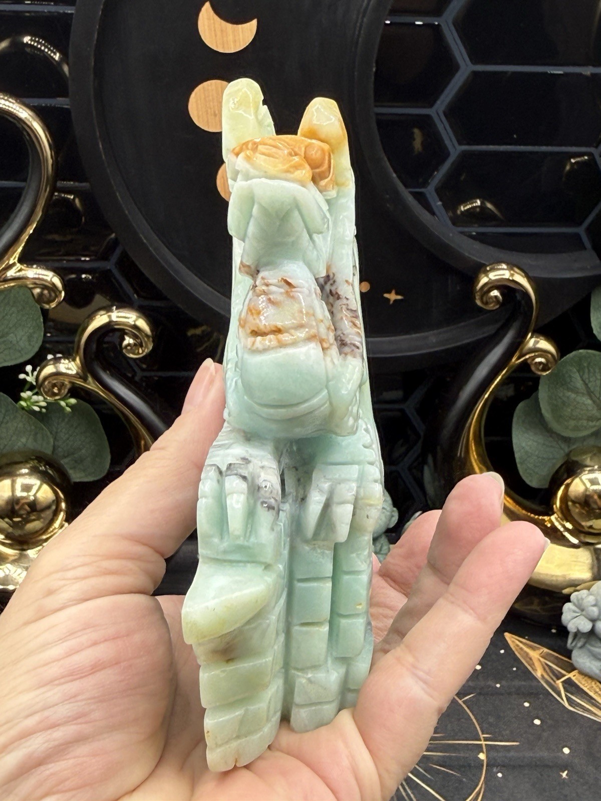 Natural Sky Blue Quartz dragon Carving Just gorgeous! 1.2lbs+ Free shipping