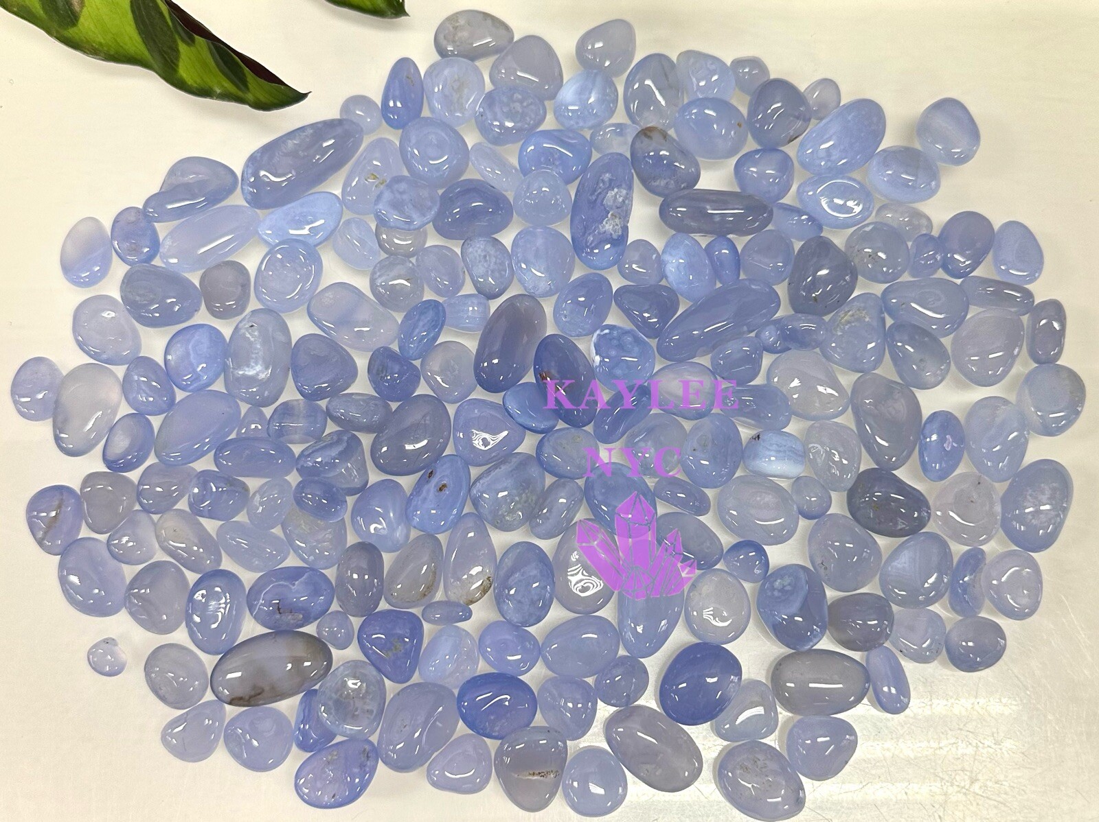 Wholesale Lot 1 Lb Natural Blue Chalcedony Mini Tumble Healing Energy