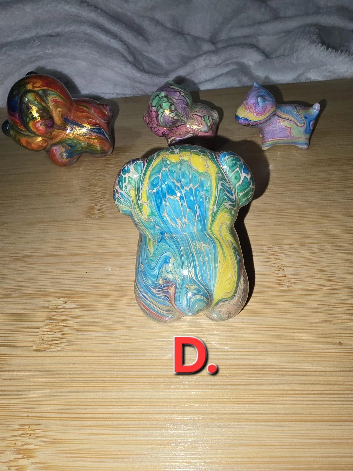 Colorful Daqi Dog Puppy Lacquer Painted Sandalwood