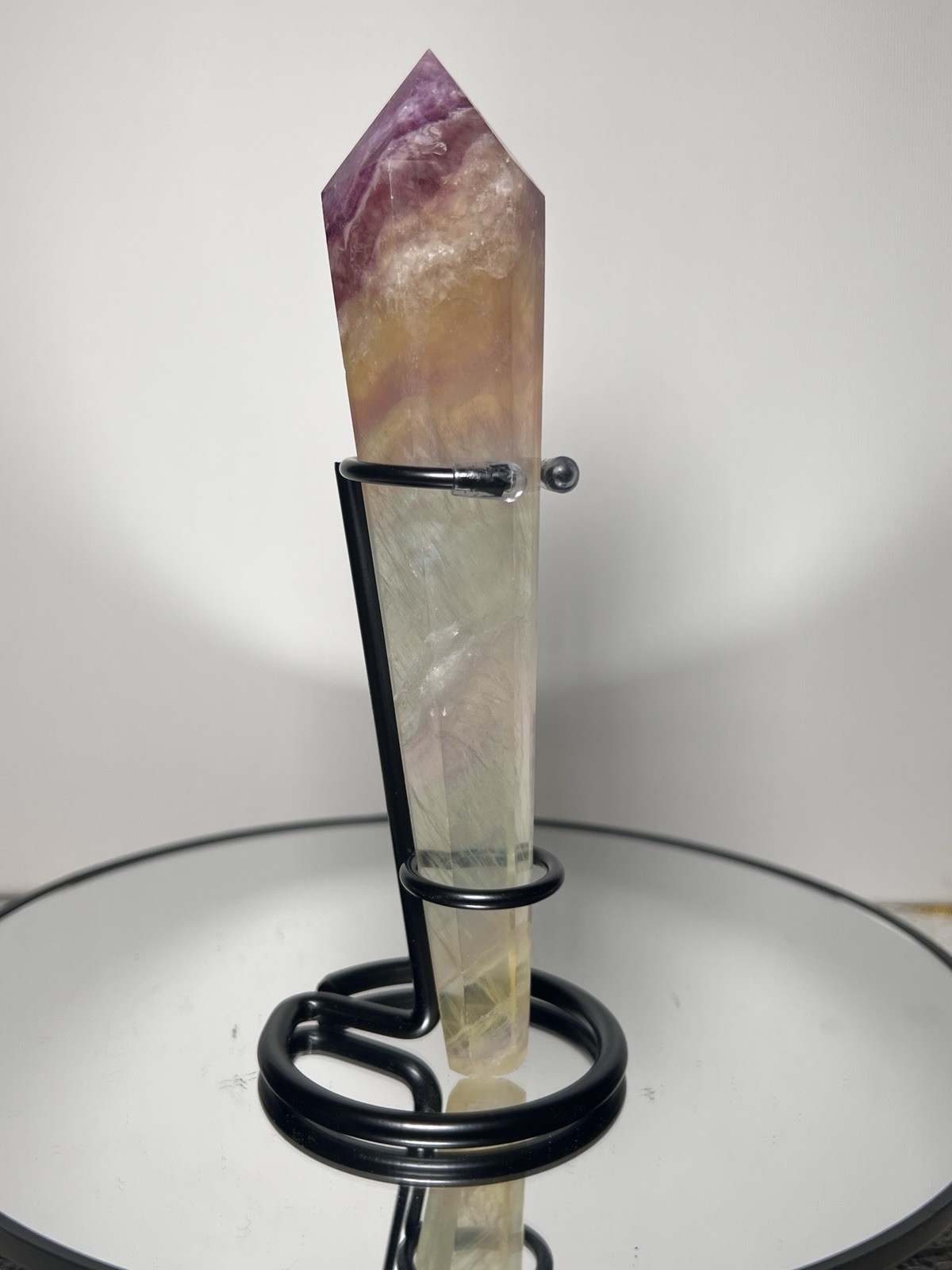 Fluorite 4 Piece Set – Wand, Tower, Hulu Carving, & Sphere (33mm)