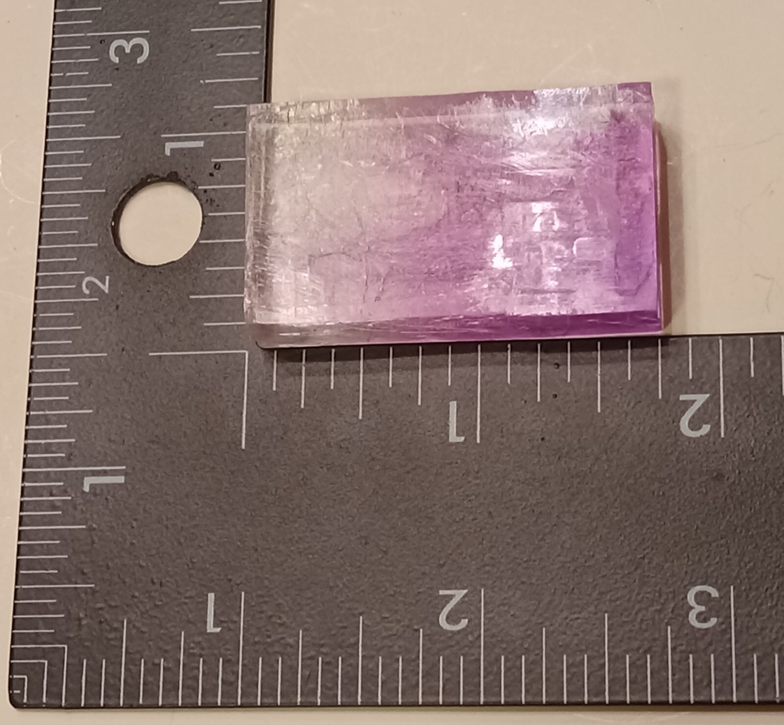 PURPLE HALITE CRYSTAL. Rectangle Shape. Transparent & Clear. 22 grams. 110 ct.