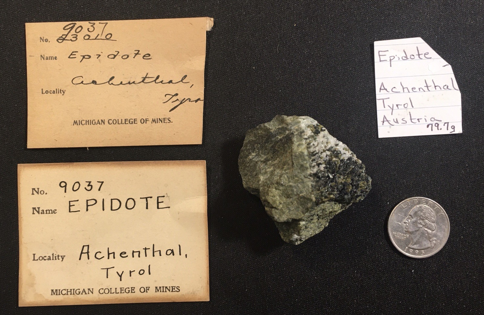 Epidote with Adularia, Achenthal, Tyrol, Austria.