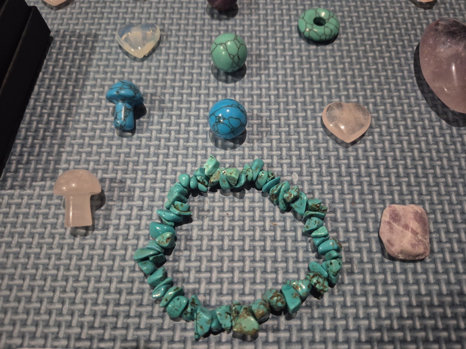 Crystals And Stones Lot C Amethyst, Turquoise, Quartz, Flourite Sphere, Hearts,