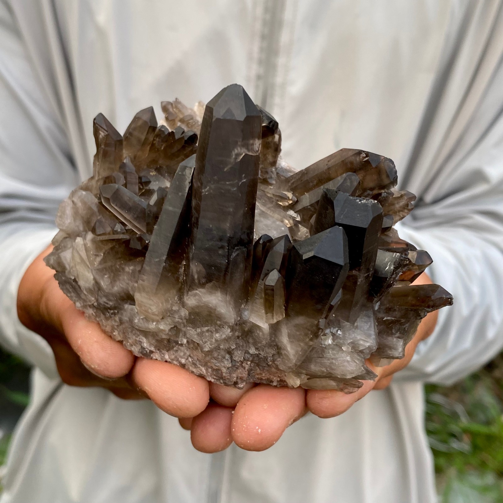 277G Natural Black Smoky Quartz Crystal Cluster Raw Mineral Specimen