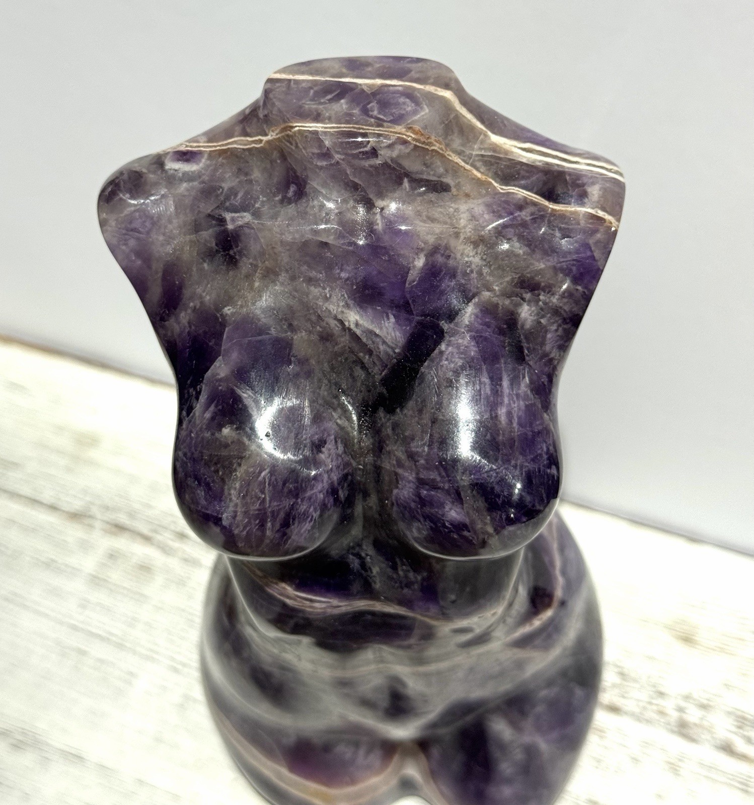 Dream Amethyst Goddess Body 7” Natural Stone Carving- Medium Sized