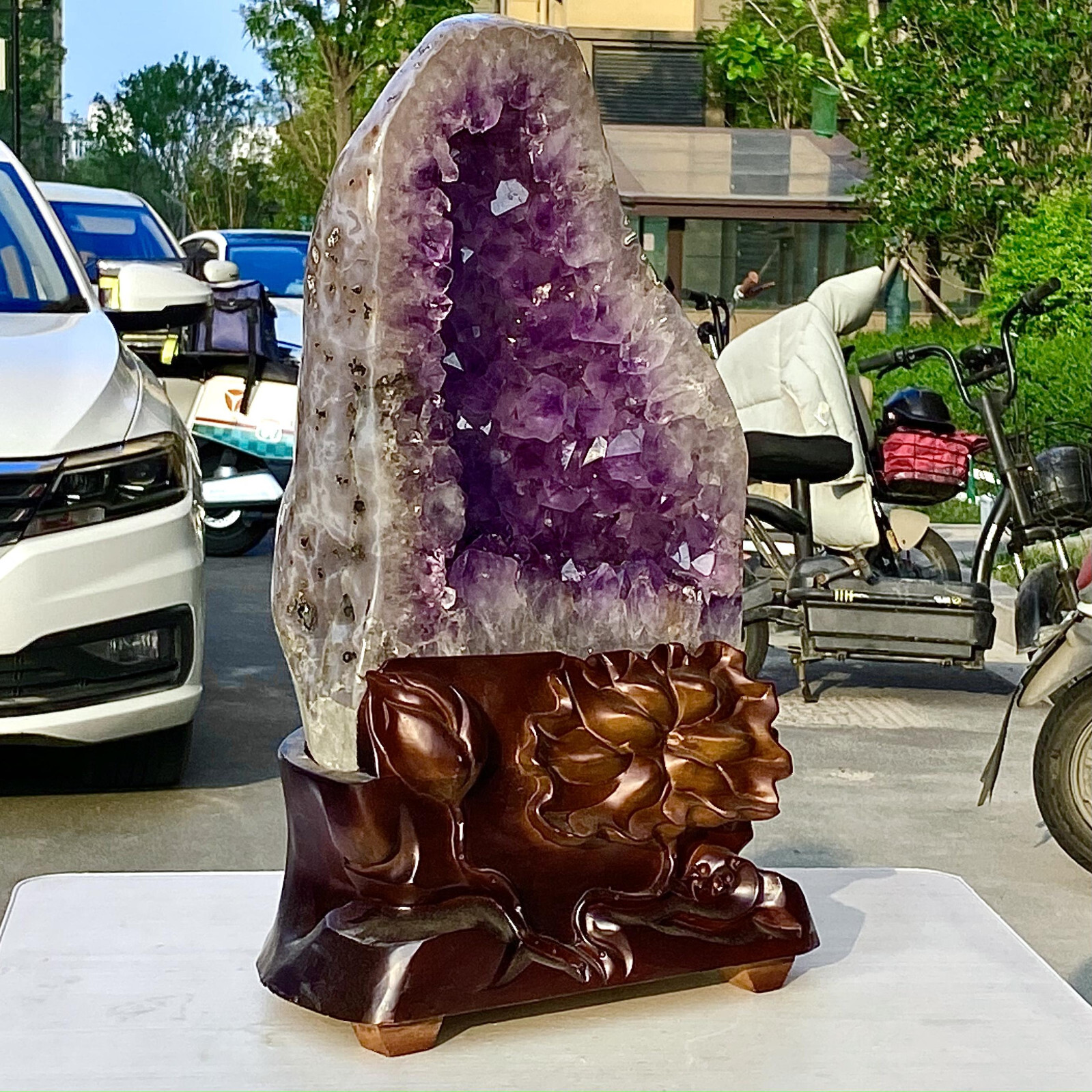 35.2LB Brazilian Amethyst Crystal Cave Stone Cluster Quartz Geode Healing