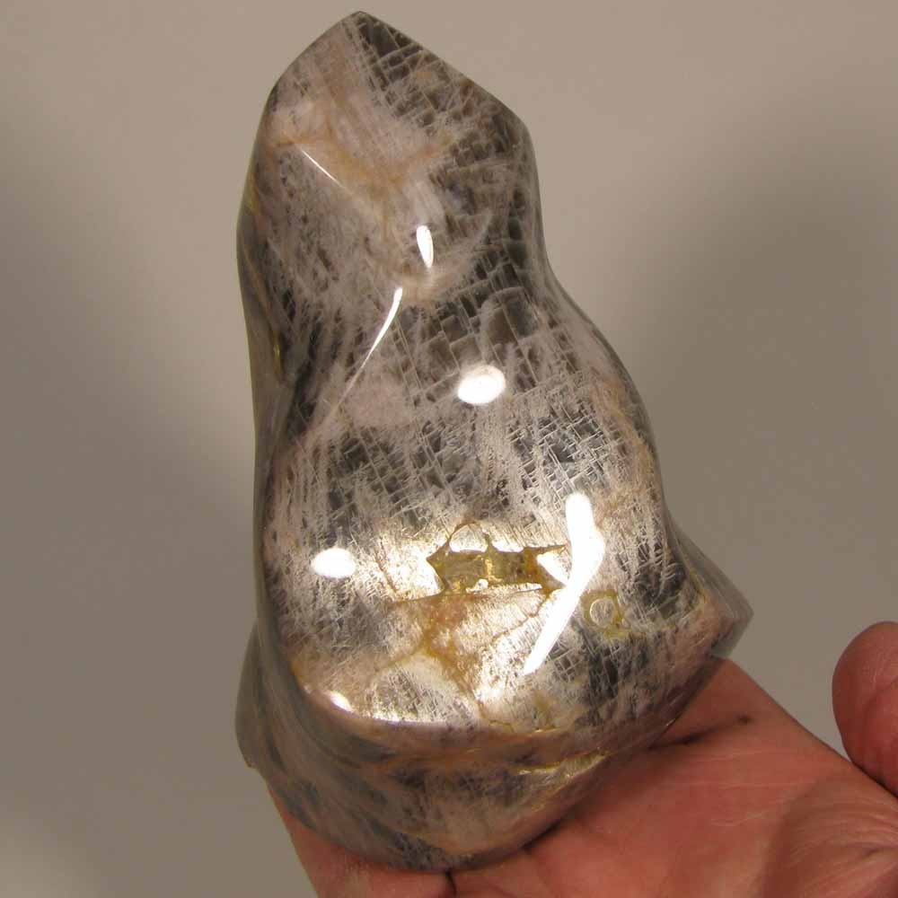 4.7″ BLACK MOONSTONE Flame Gemstone Polished Freeform – Madagascar – 1.8 lbs.