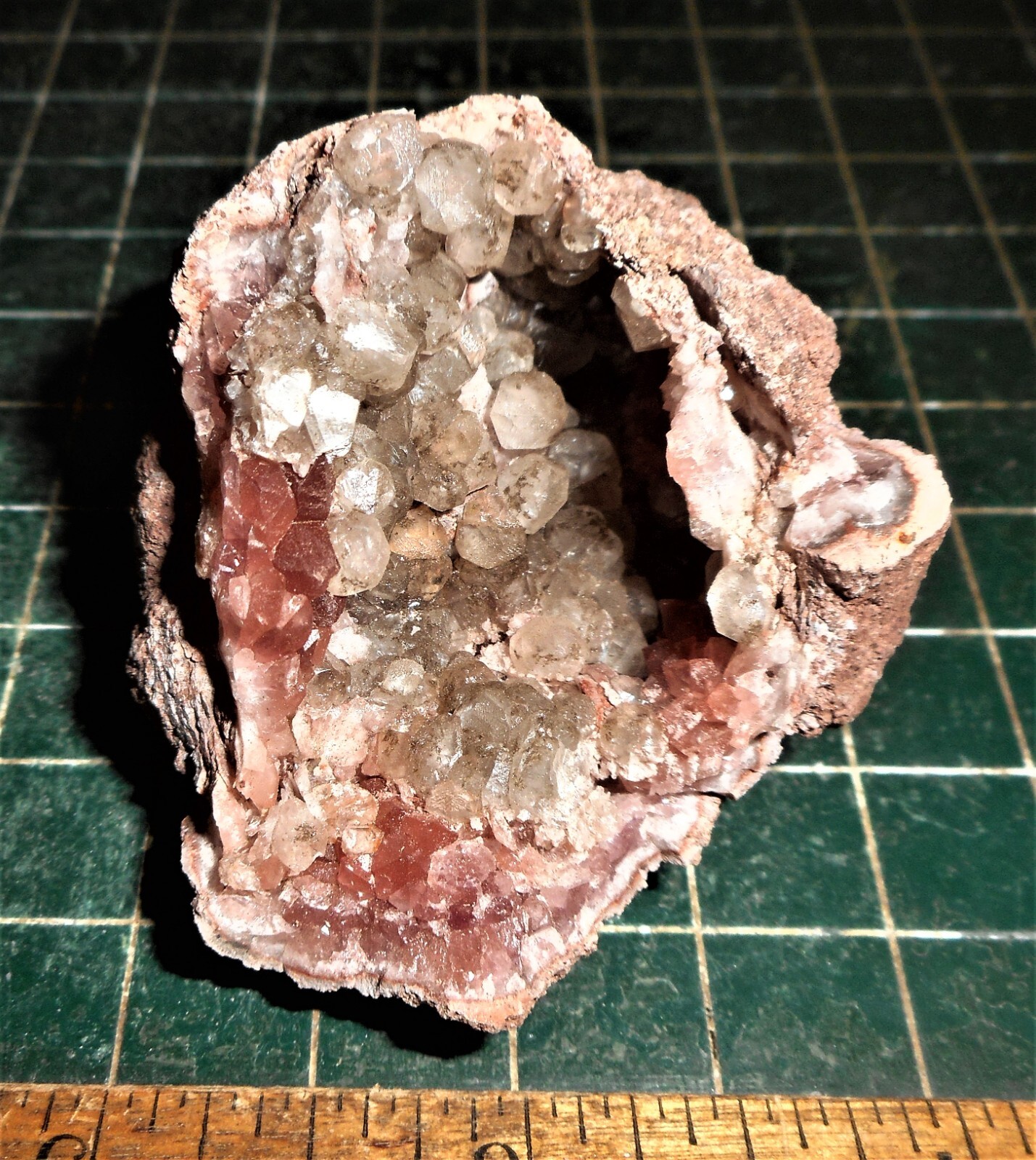 Rare Yellow & Rose Quartz Crystal Cluster Geode. Pink Stone Specimen Brazil RQ57