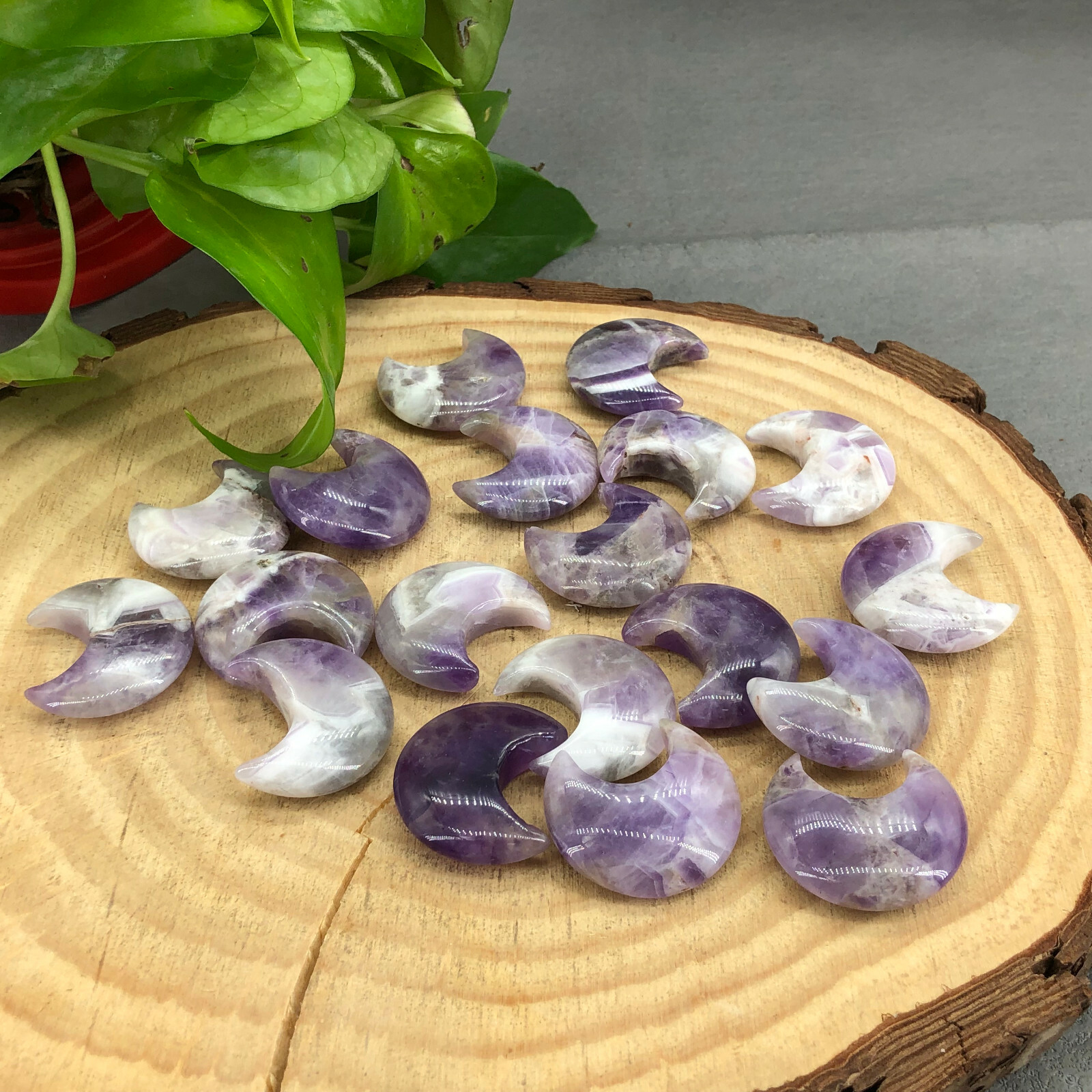 10pc Natural dreamy amethyst Quartz carved moon crystal reiki healing random