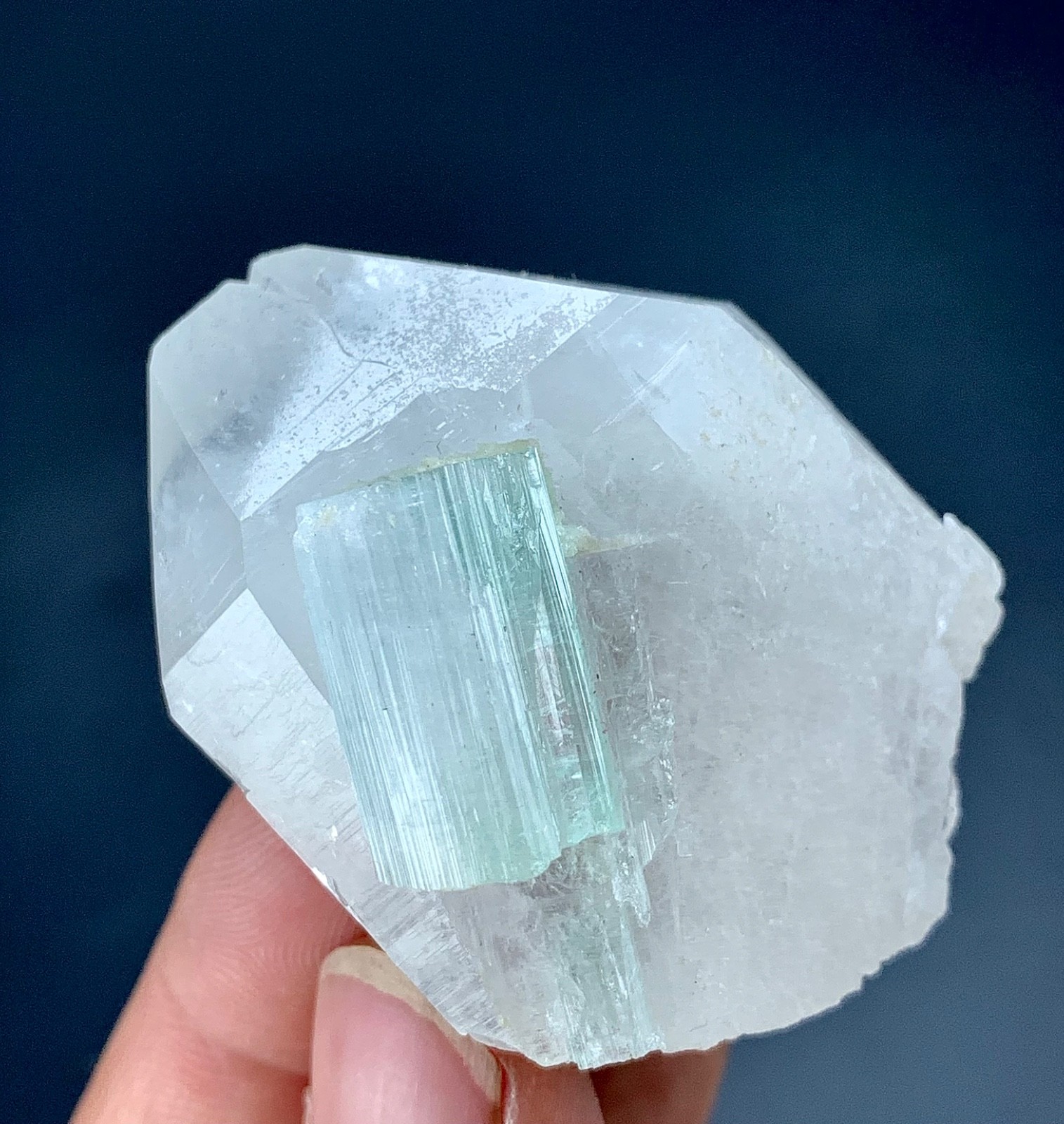 199 CTs Green Tourmaline Crystal With Quartz Attached specimen from Afghanistan