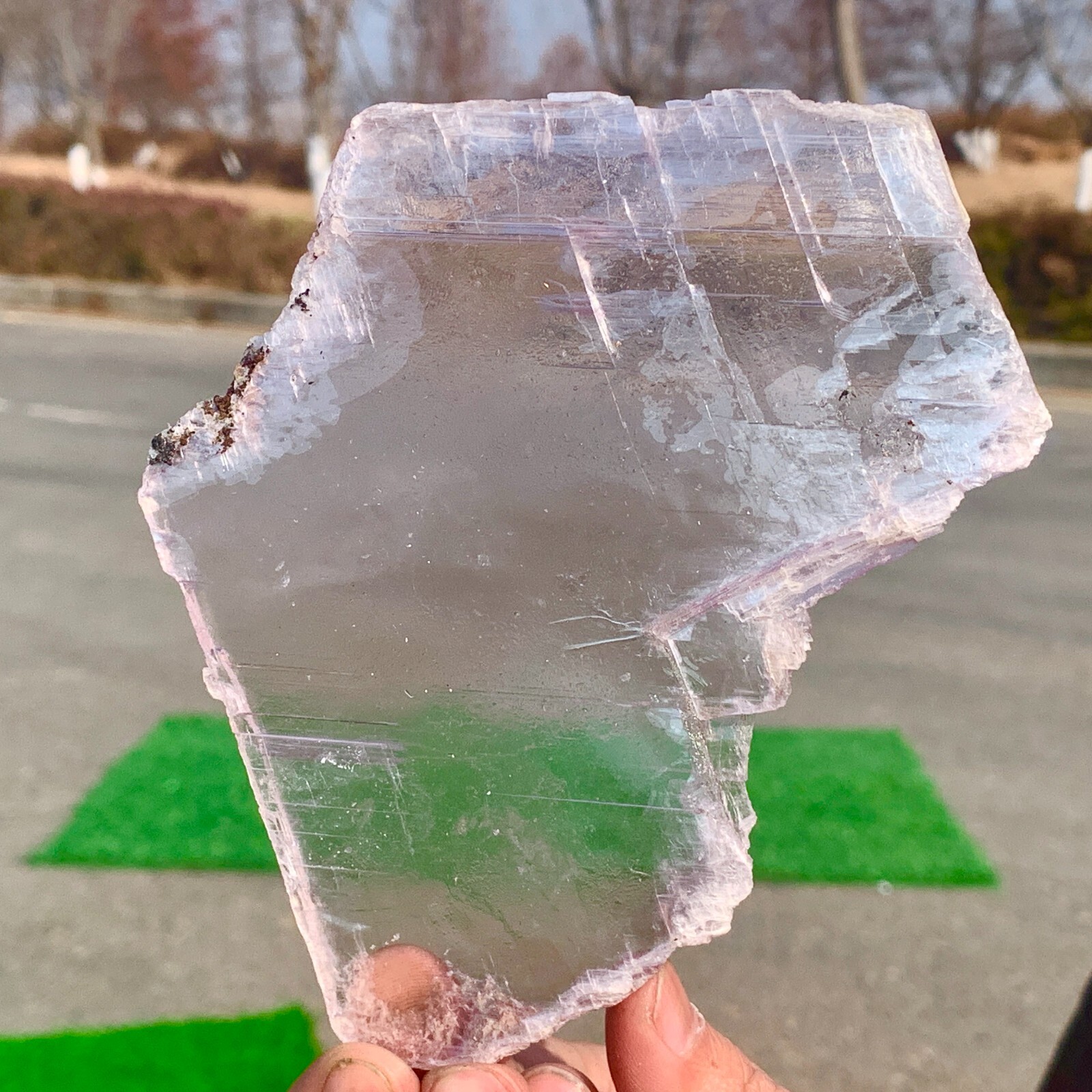 174g Natural purple selenite gypsum quartz crystal slab mineral specimen healin
