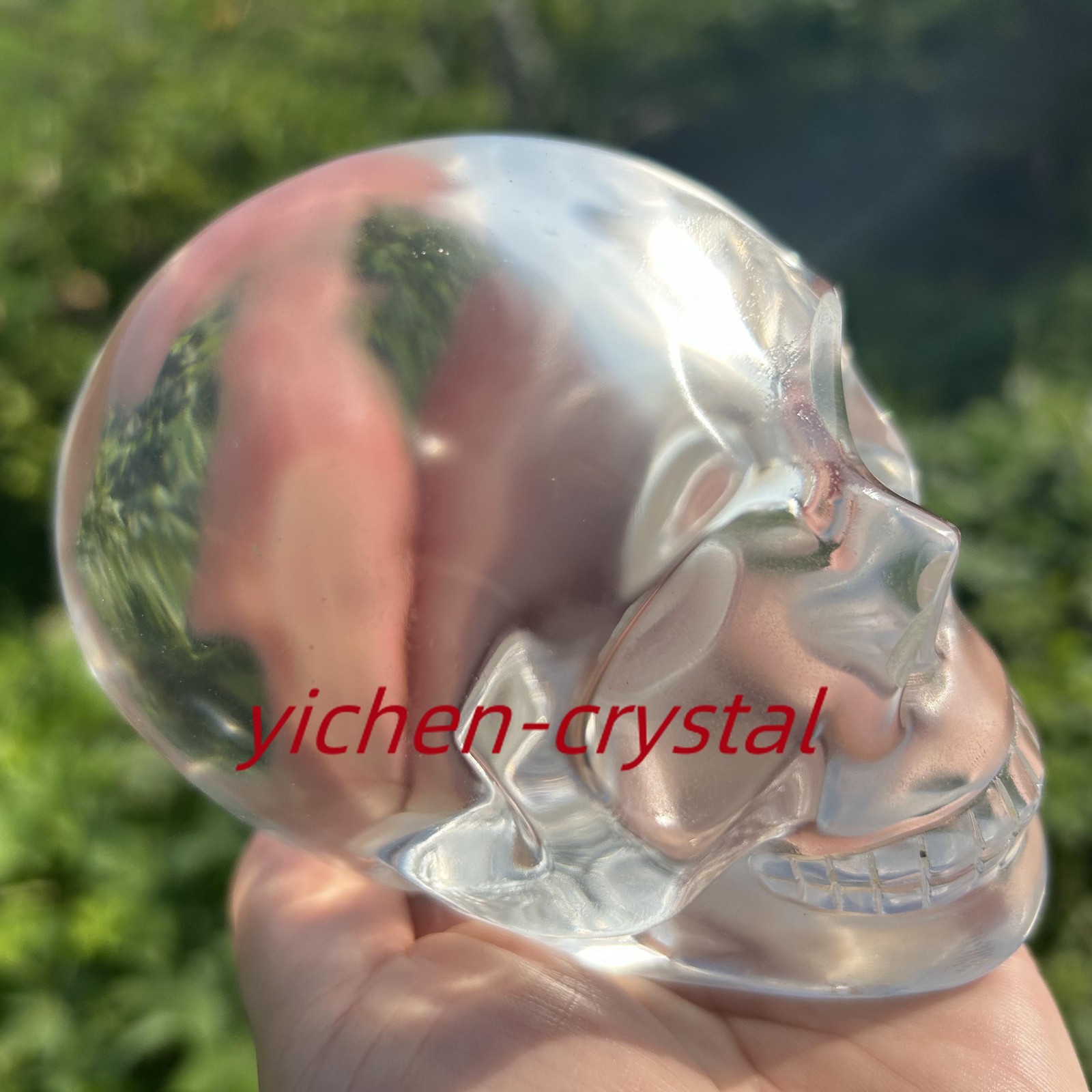 850G+ Large Smelting Stone Hand Carved Quartz Crystal Skull Reiki Heal Gift 1pc