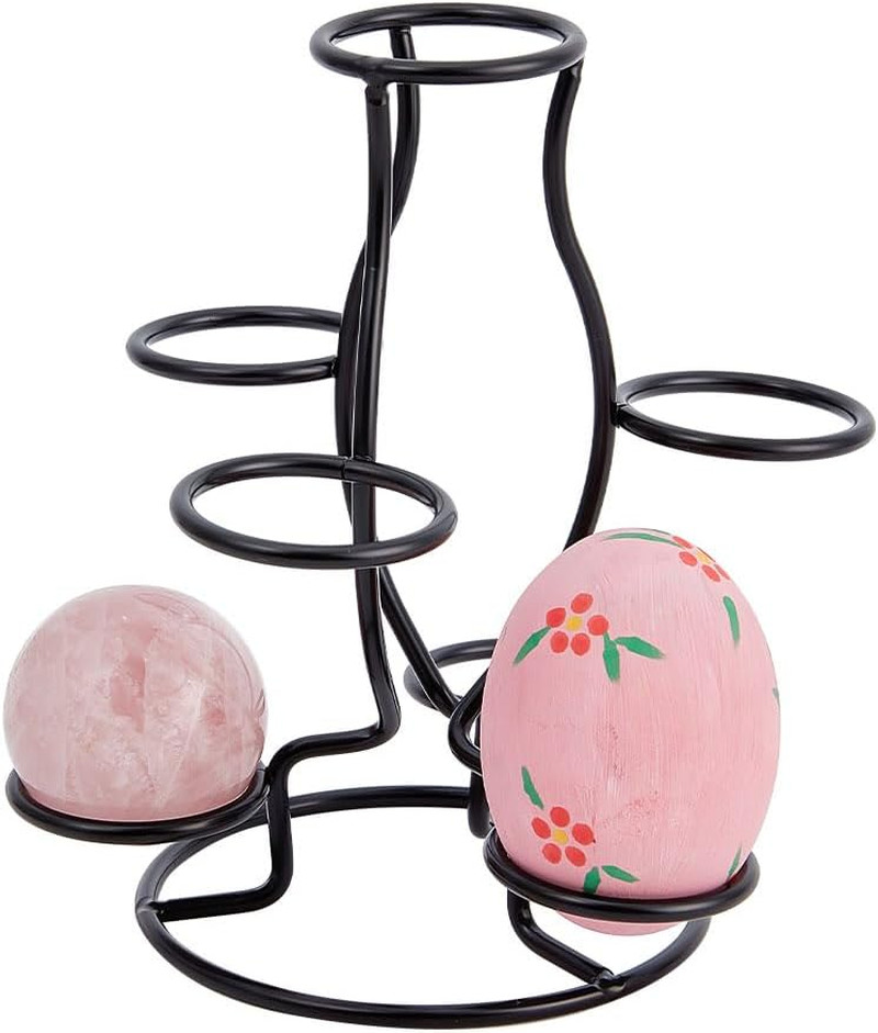 Crystal Sphere Holder 5.6″ Tall, 7 Eggs Display Stand 1.34″ Diameter Metal Multi