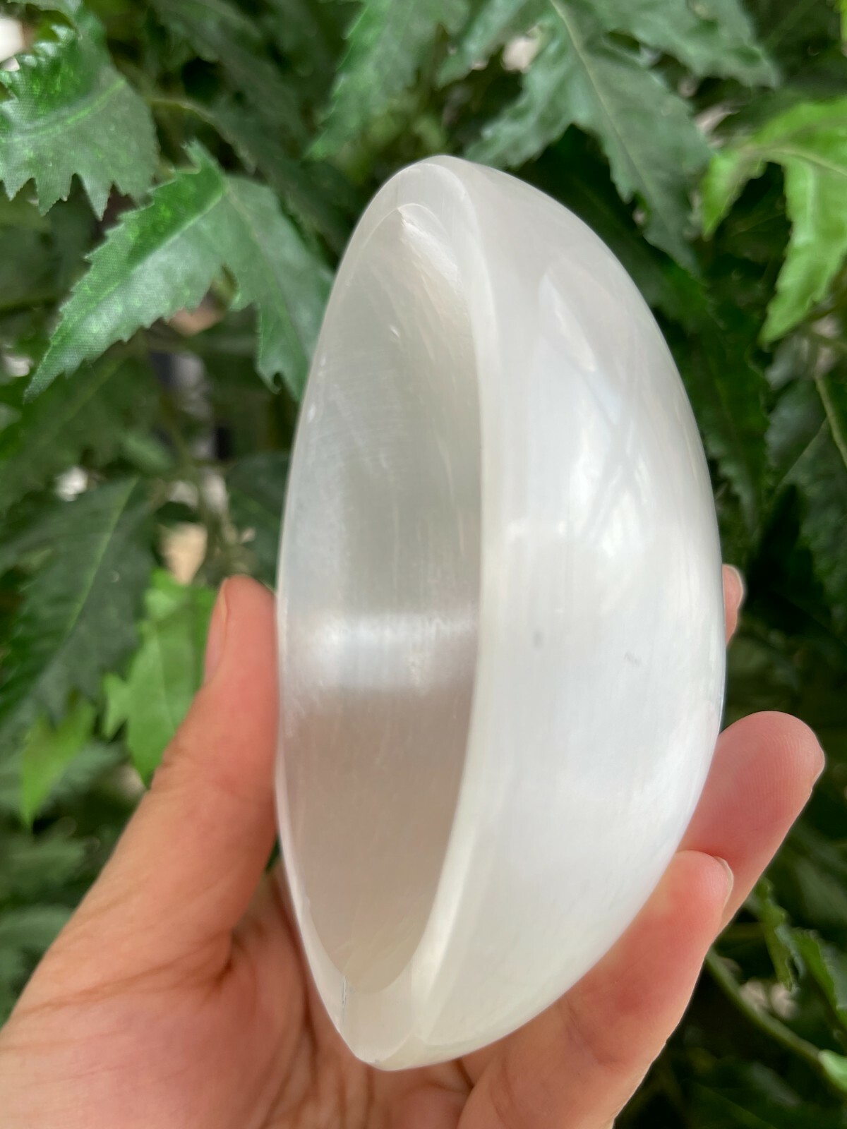 Gemstone Carved -3.75″ SELENITE Oval Bowl,Selenite Crystal Charging Bowl/Station