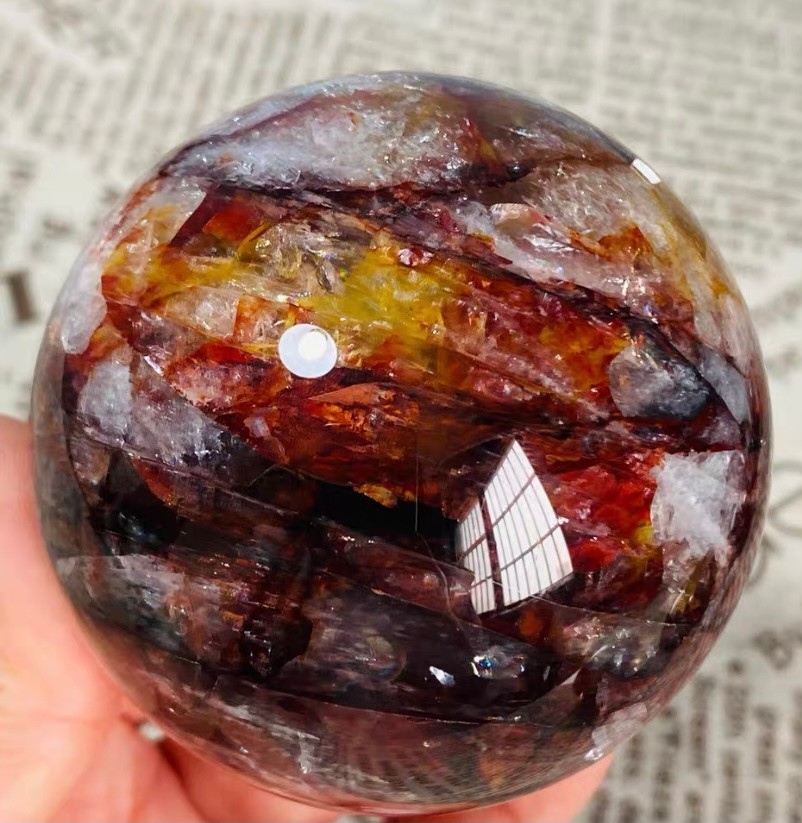 465g Natural Red Gum Flower Ball Crystal Sphere Specimen Energy Healing Reiki
